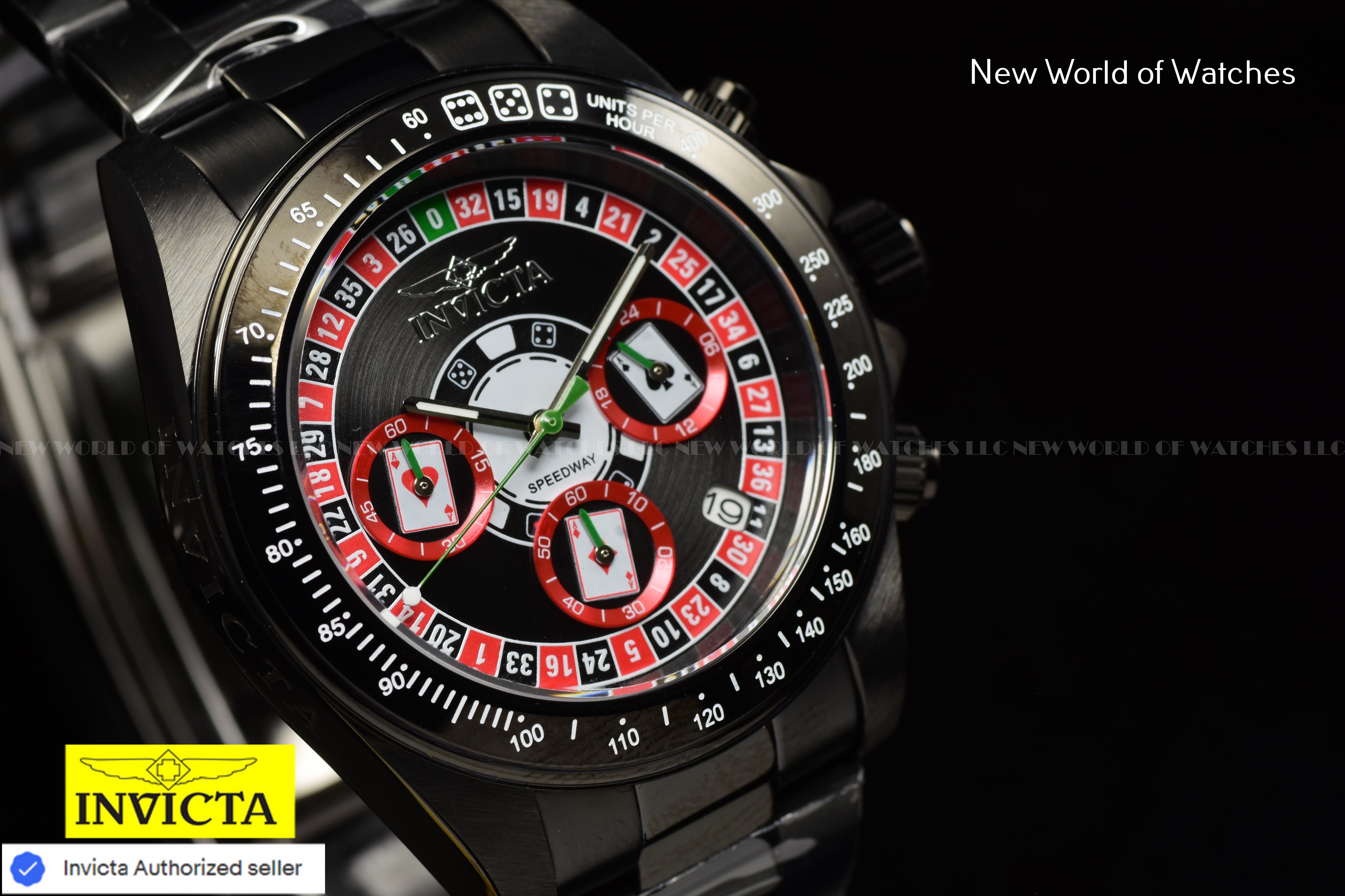 Invicta Men's Speedway Roulette Casino 39.5mm TRIPLE BLACK Chronograph Watch