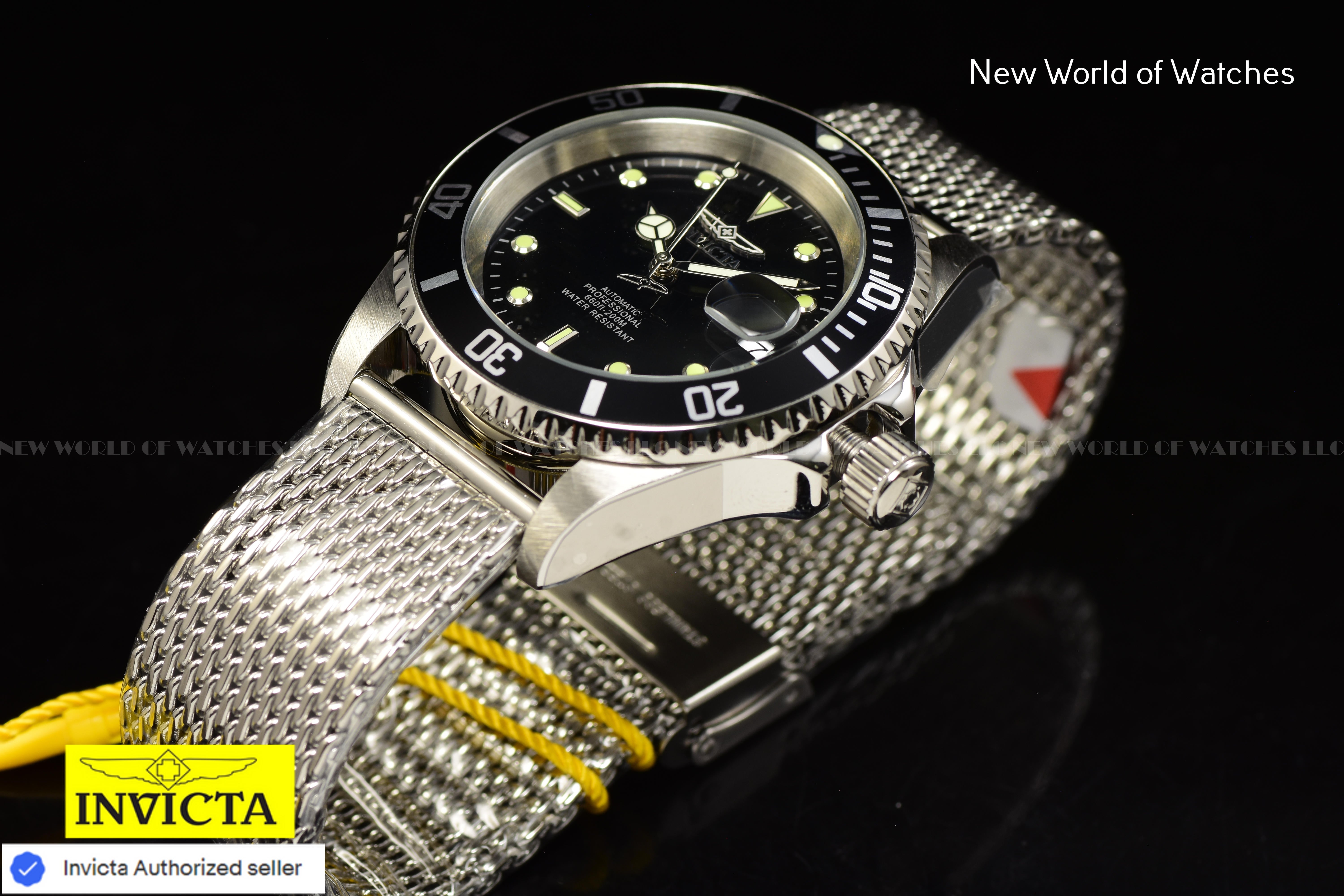 Invicta Men's Pro Diver APEX 40mm Black Dial Steel Mesh Band SS Automatic Watch