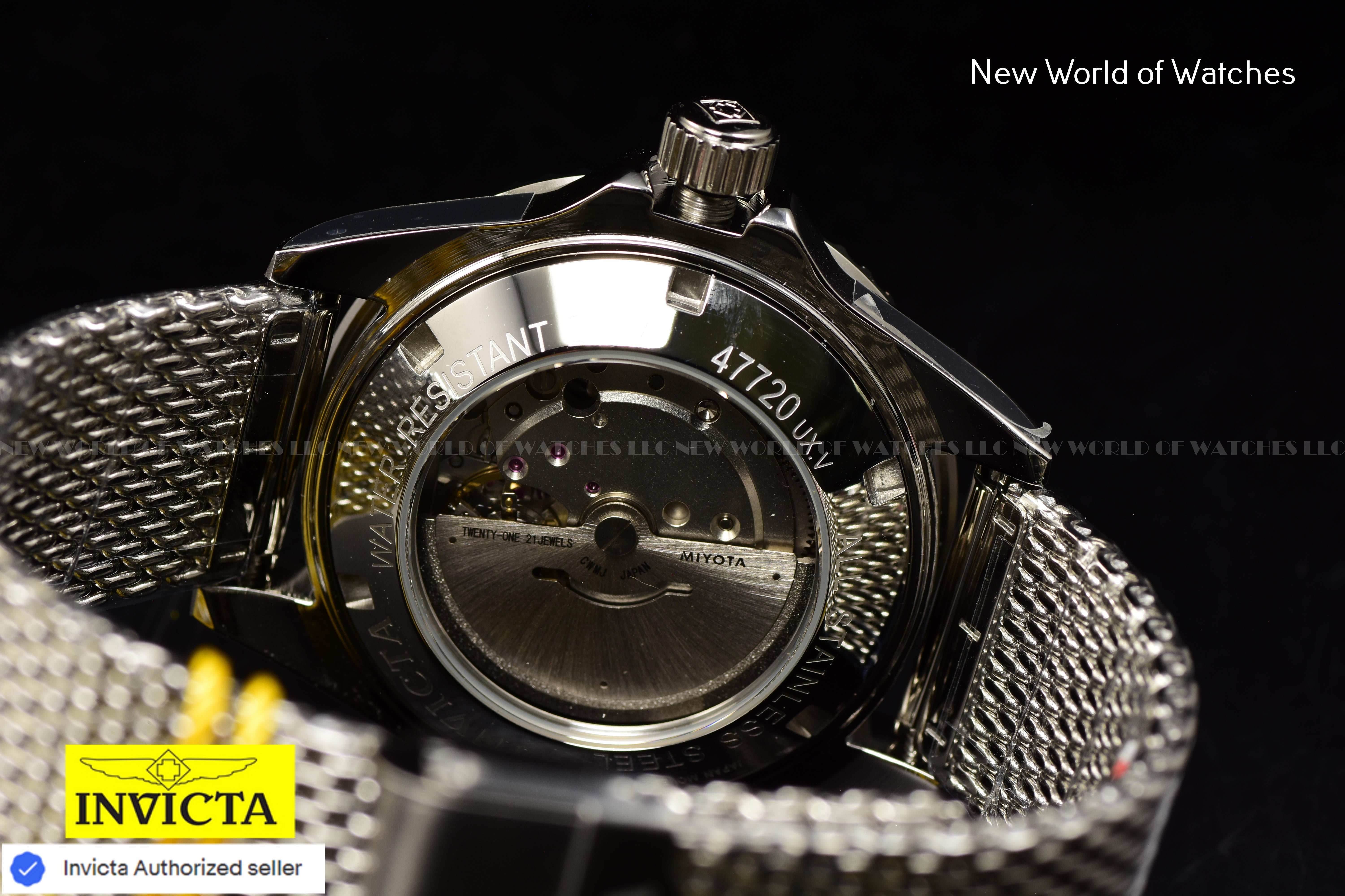 Invicta Men's Pro Diver APEX 40mm Black Dial Steel Mesh Band SS Automatic Watch