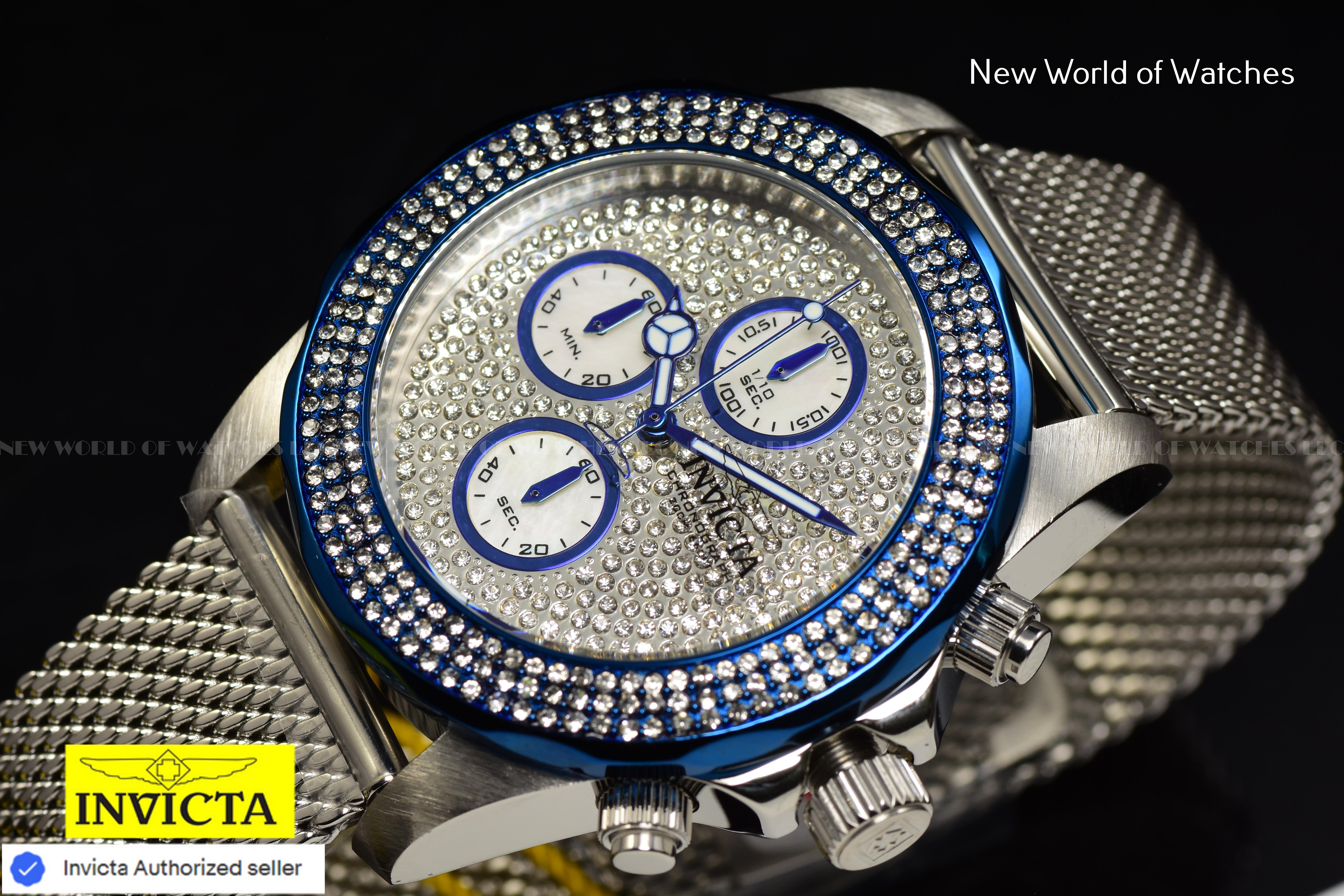 Invicta Ladies PRO DIVER Chronograph MOTHER OF PEARL Dial 40mm SS Crystal Watch
