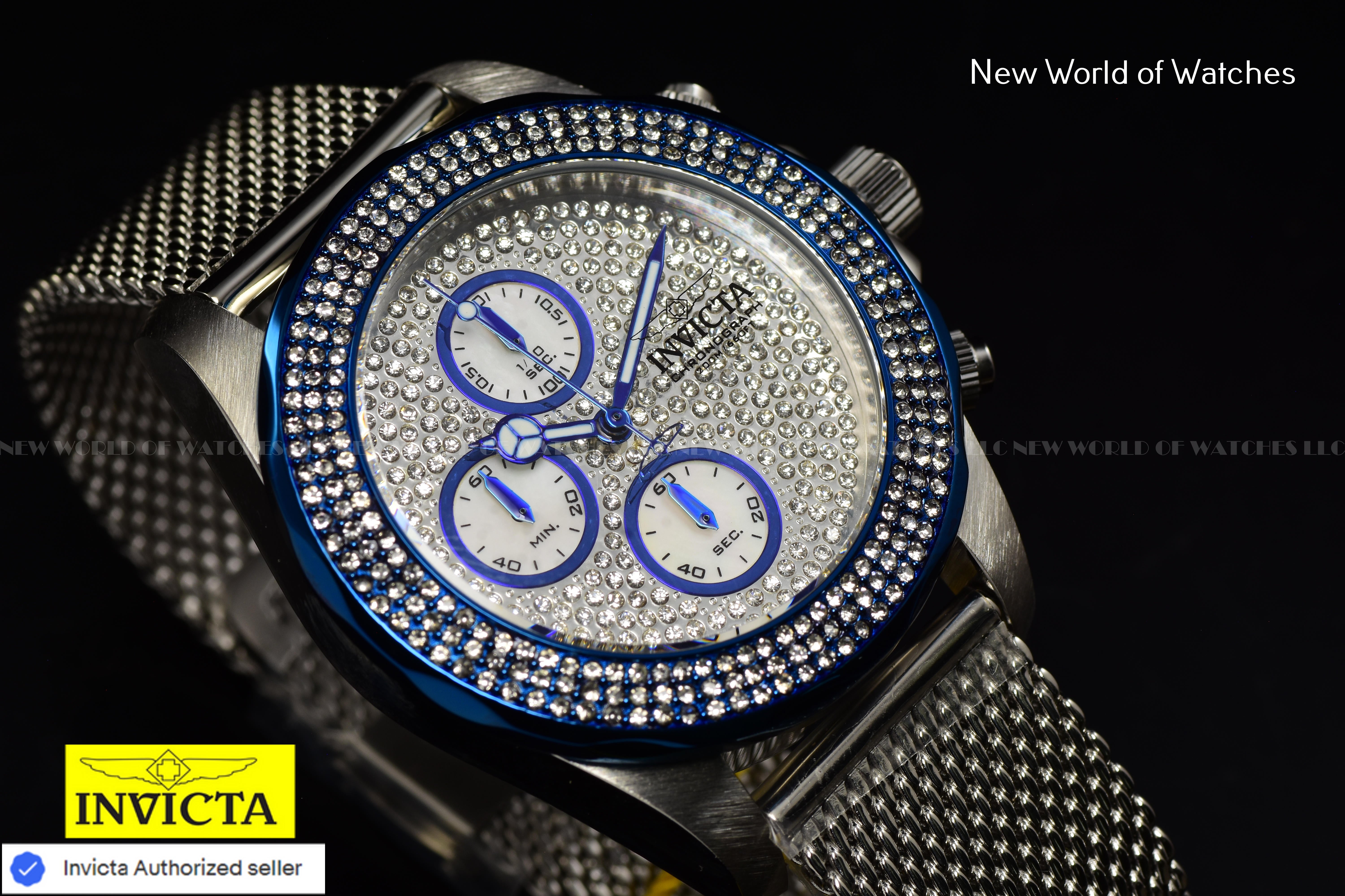 Invicta Ladies PRO DIVER Chronograph MOTHER OF PEARL Dial 40mm SS Crystal Watch