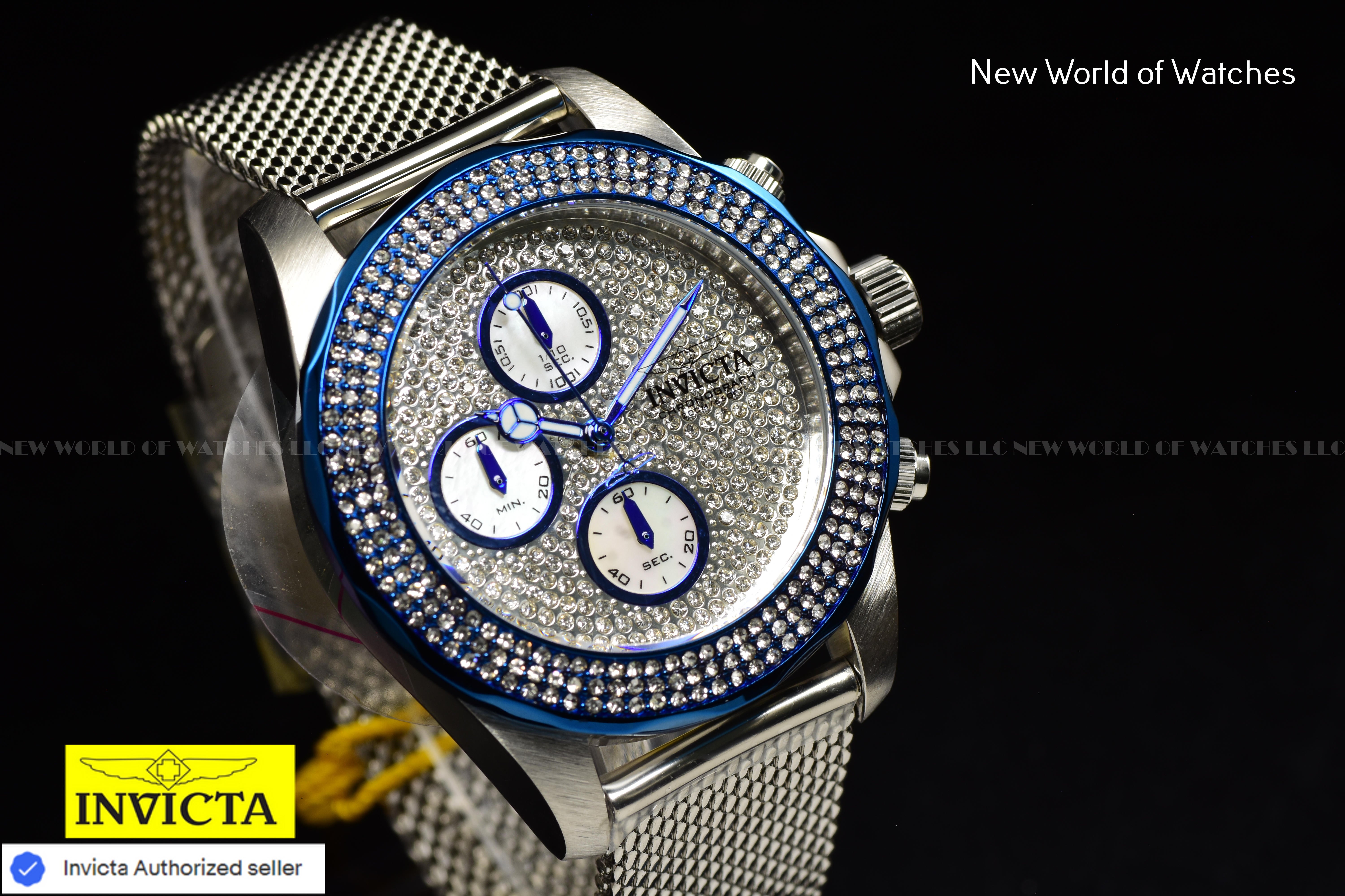 Invicta Ladies PRO DIVER Chronograph MOTHER OF PEARL Dial 40mm SS Crystal Watch