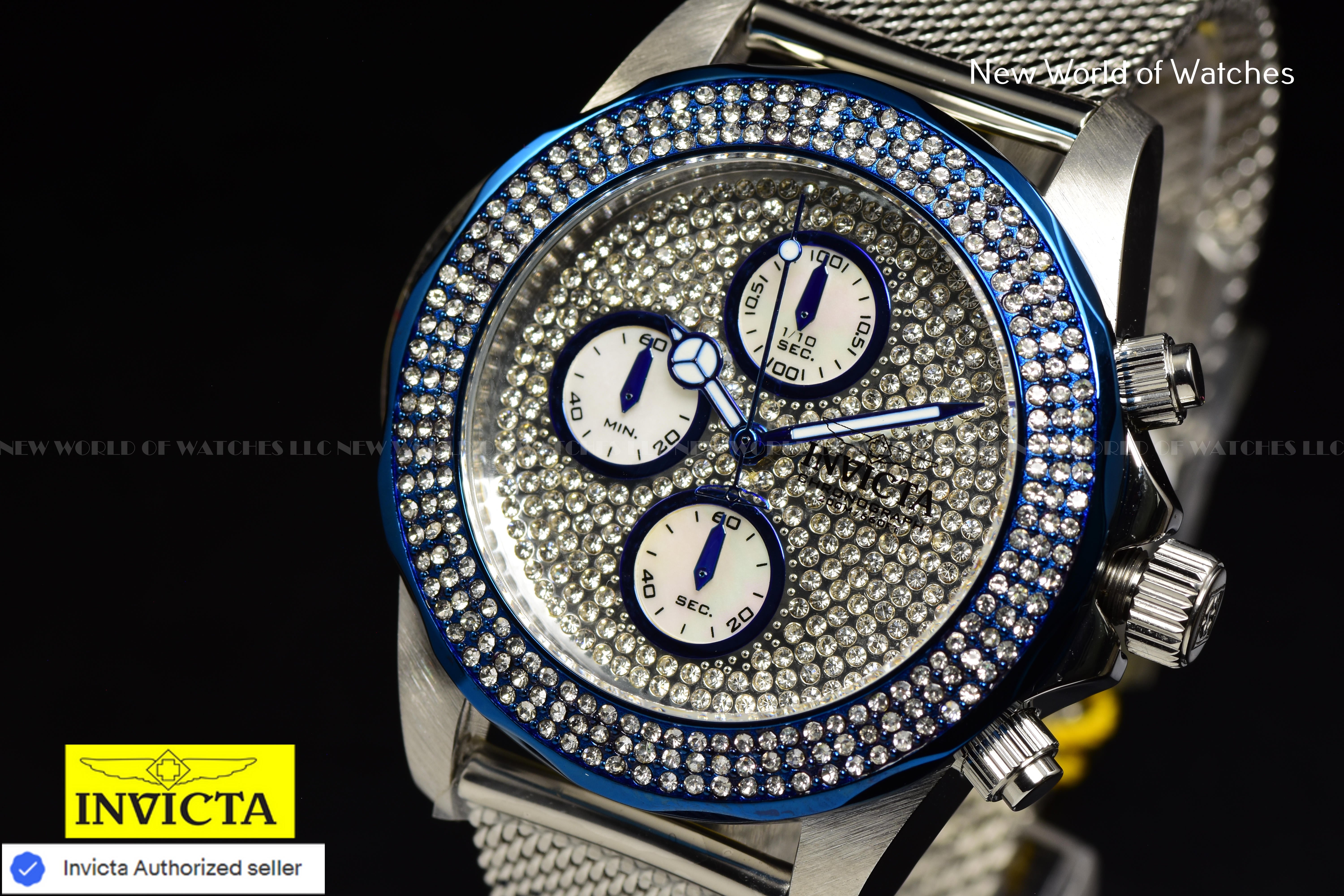 Invicta Ladies PRO DIVER Chronograph MOTHER OF PEARL Dial 40mm SS Crystal Watch