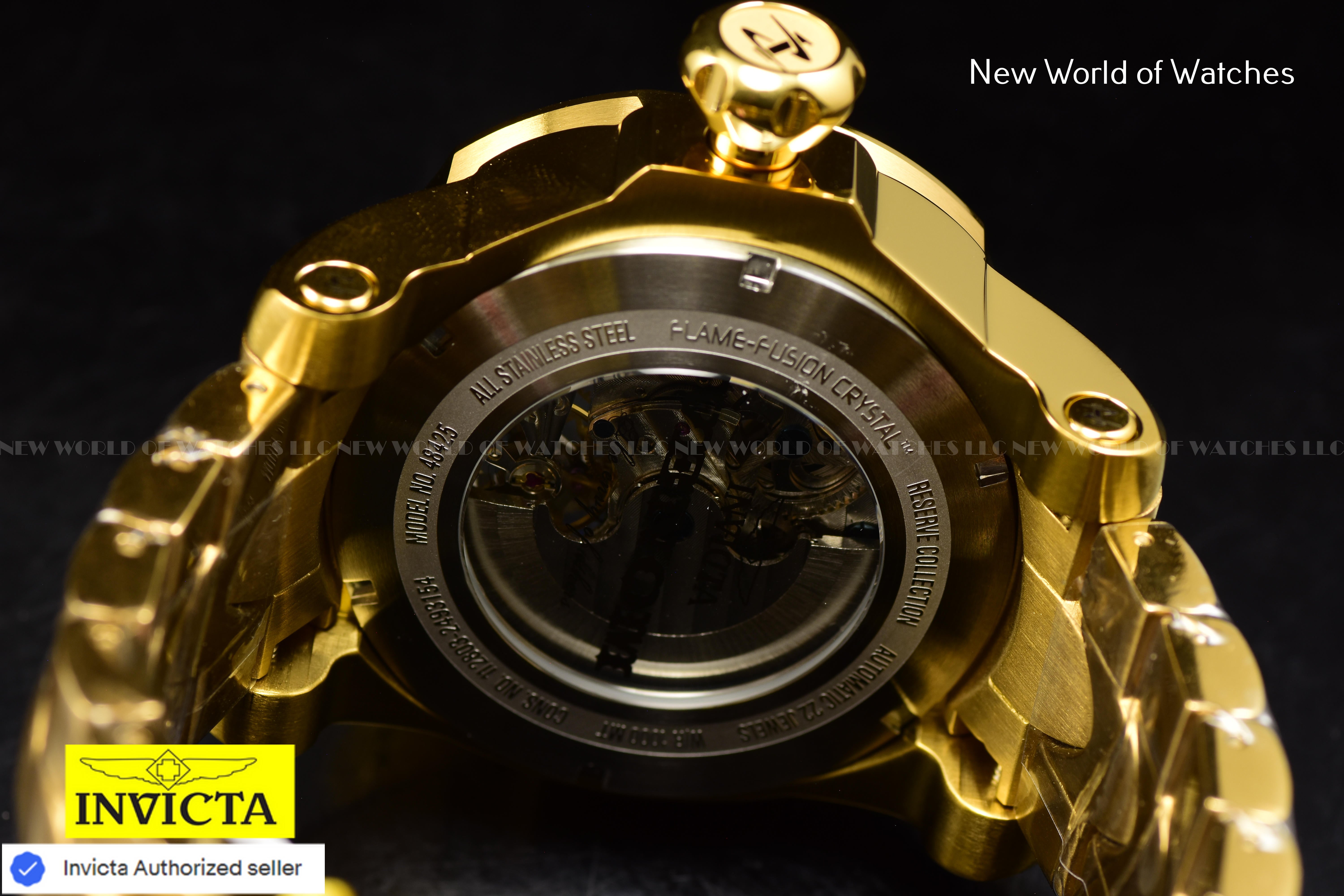 Invicta Men's RESERVE VENOM 53.7mm Skeleton Dial SS Automatic GOLD Watch