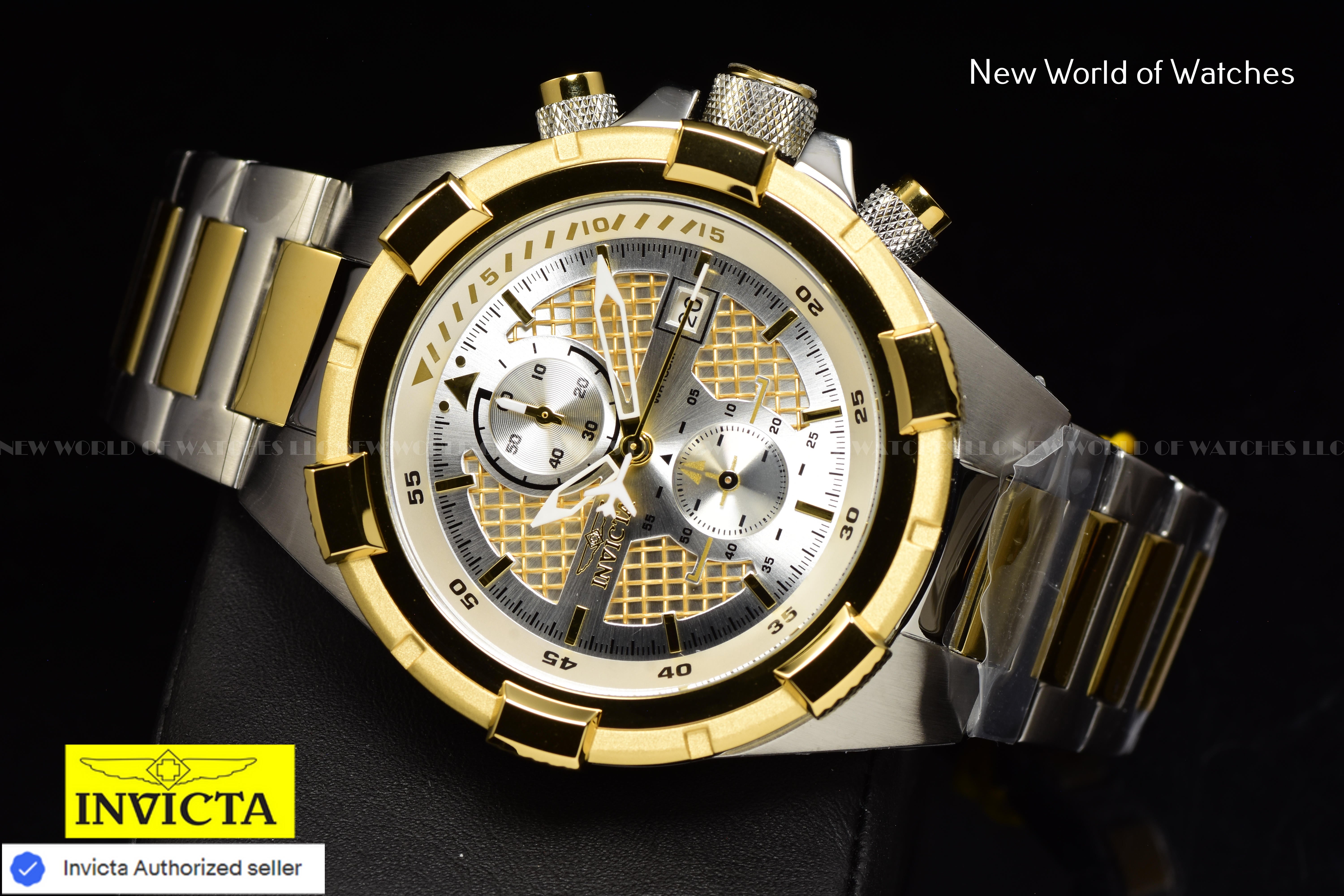 Invicta Men's 50.5mm Aviator Chronograph Dial Stainless Steel GOLD/SILVER Watch