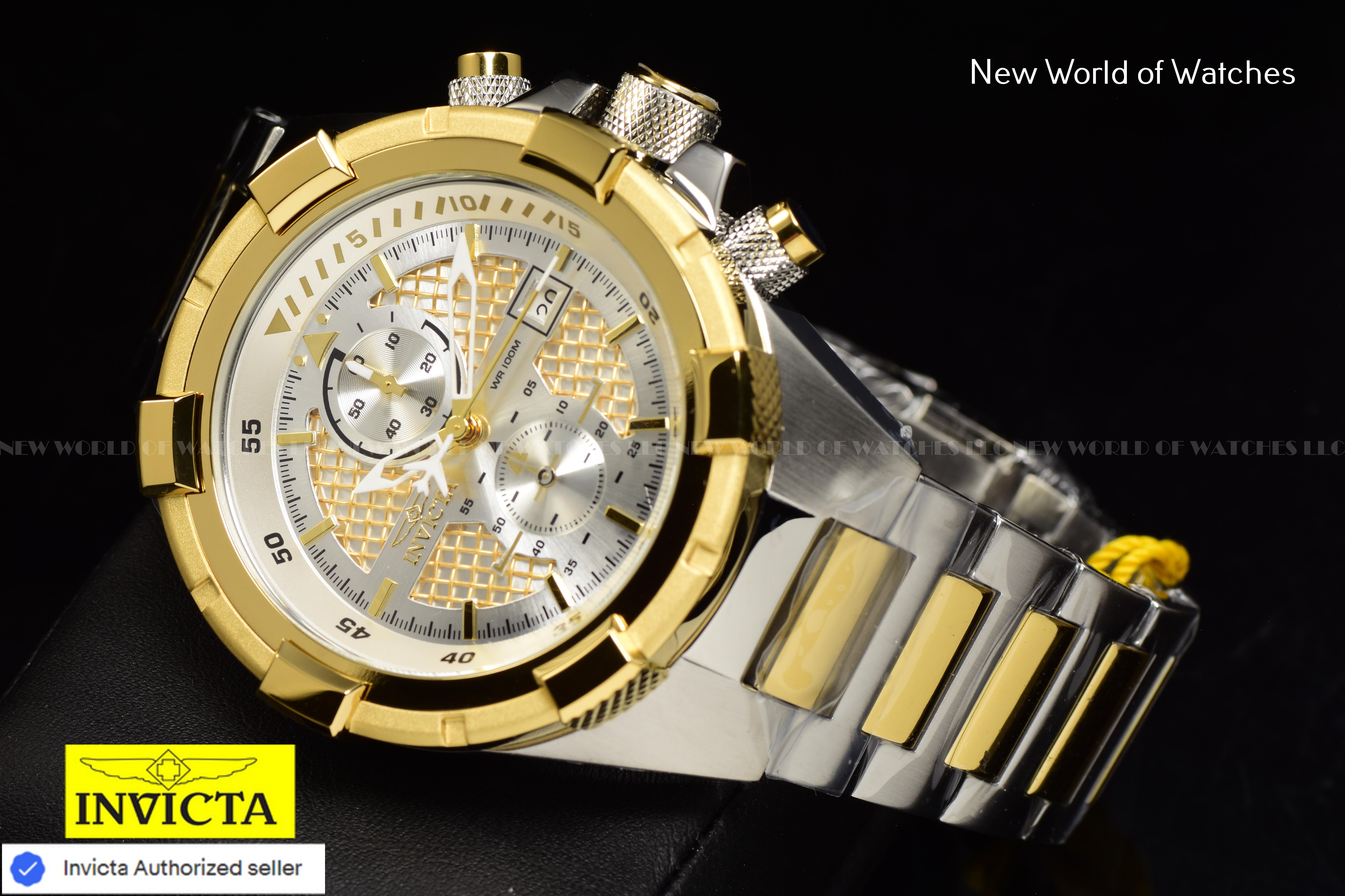 Invicta Men's 50.5mm Aviator Chronograph Dial Stainless Steel GOLD/SILVER Watch