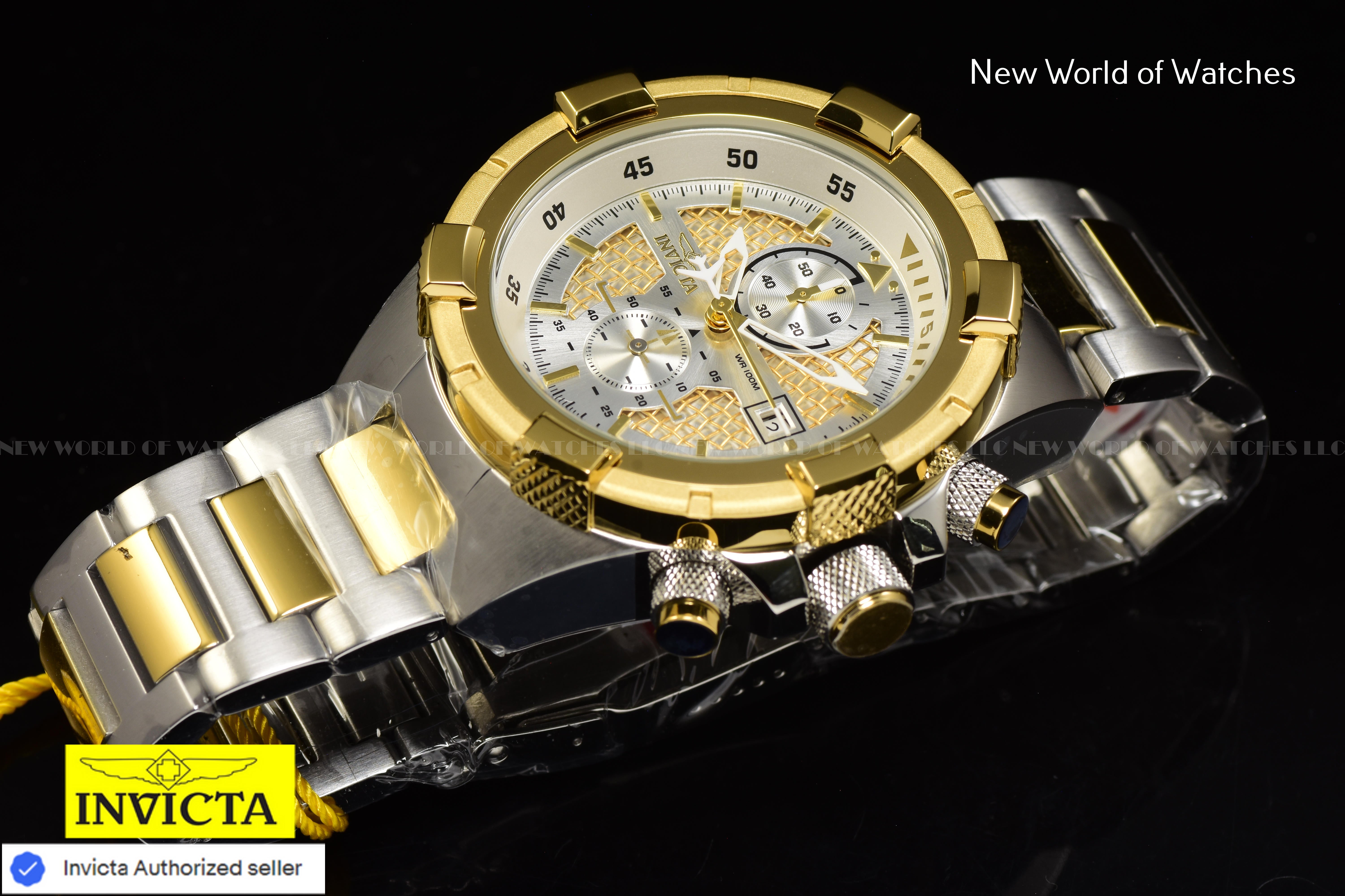 Invicta Men's 50.5mm Aviator Chronograph Dial Stainless Steel GOLD/SILVER Watch