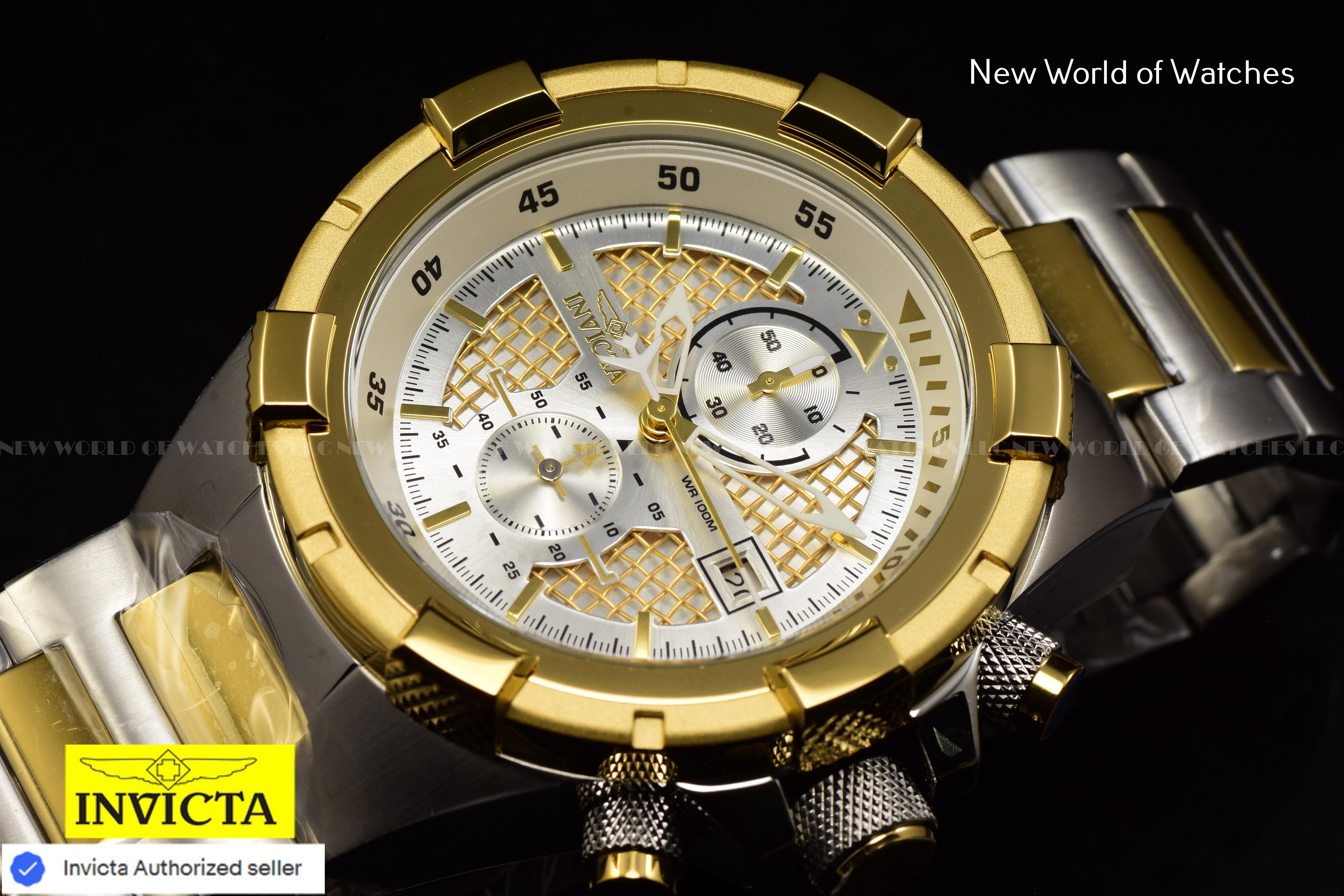 Invicta Men's 50.5mm Aviator Chronograph Dial Stainless Steel GOLD/SILVER Watch