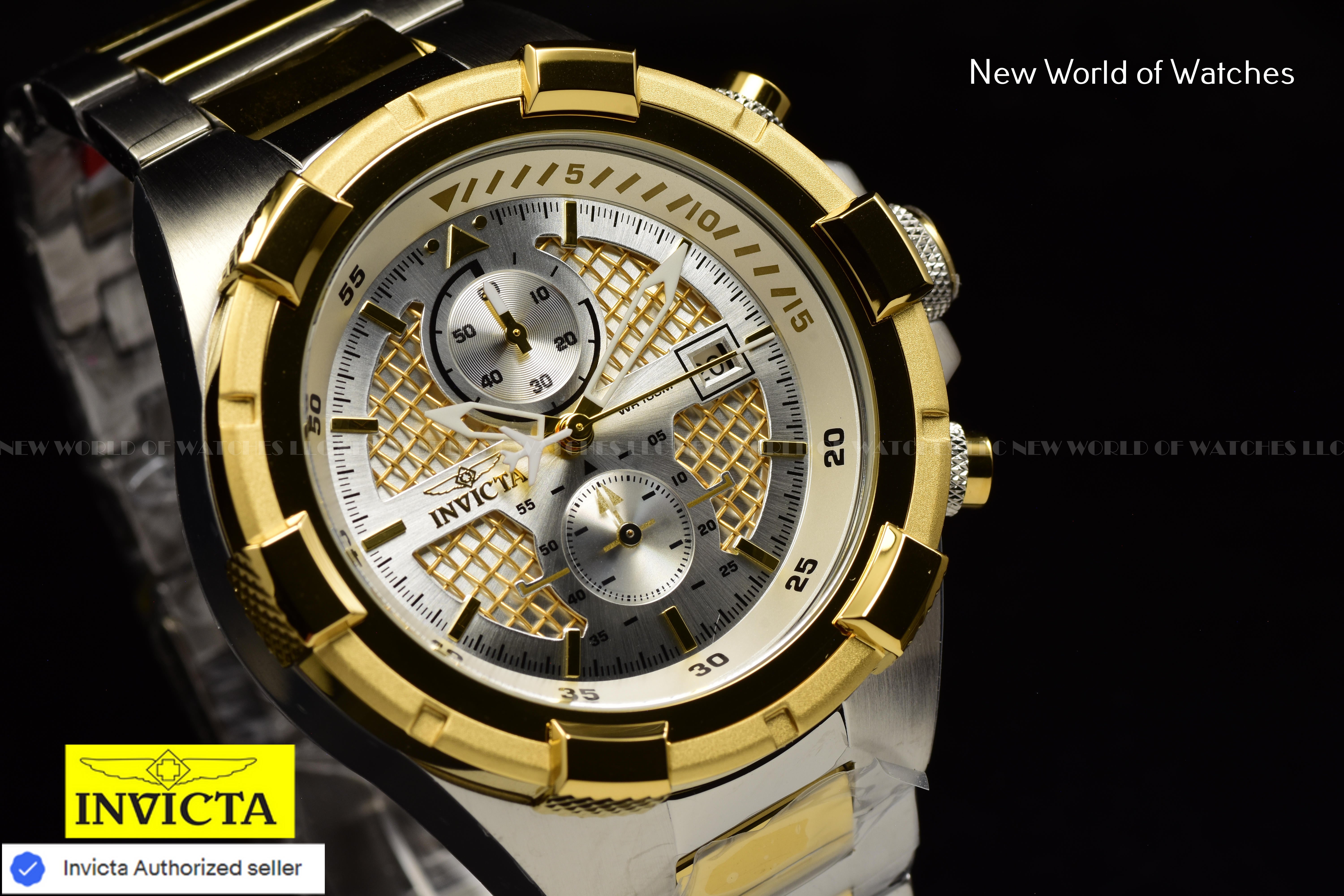 Invicta Men's 50.5mm Aviator Chronograph Dial Stainless Steel GOLD/SILVER Watch