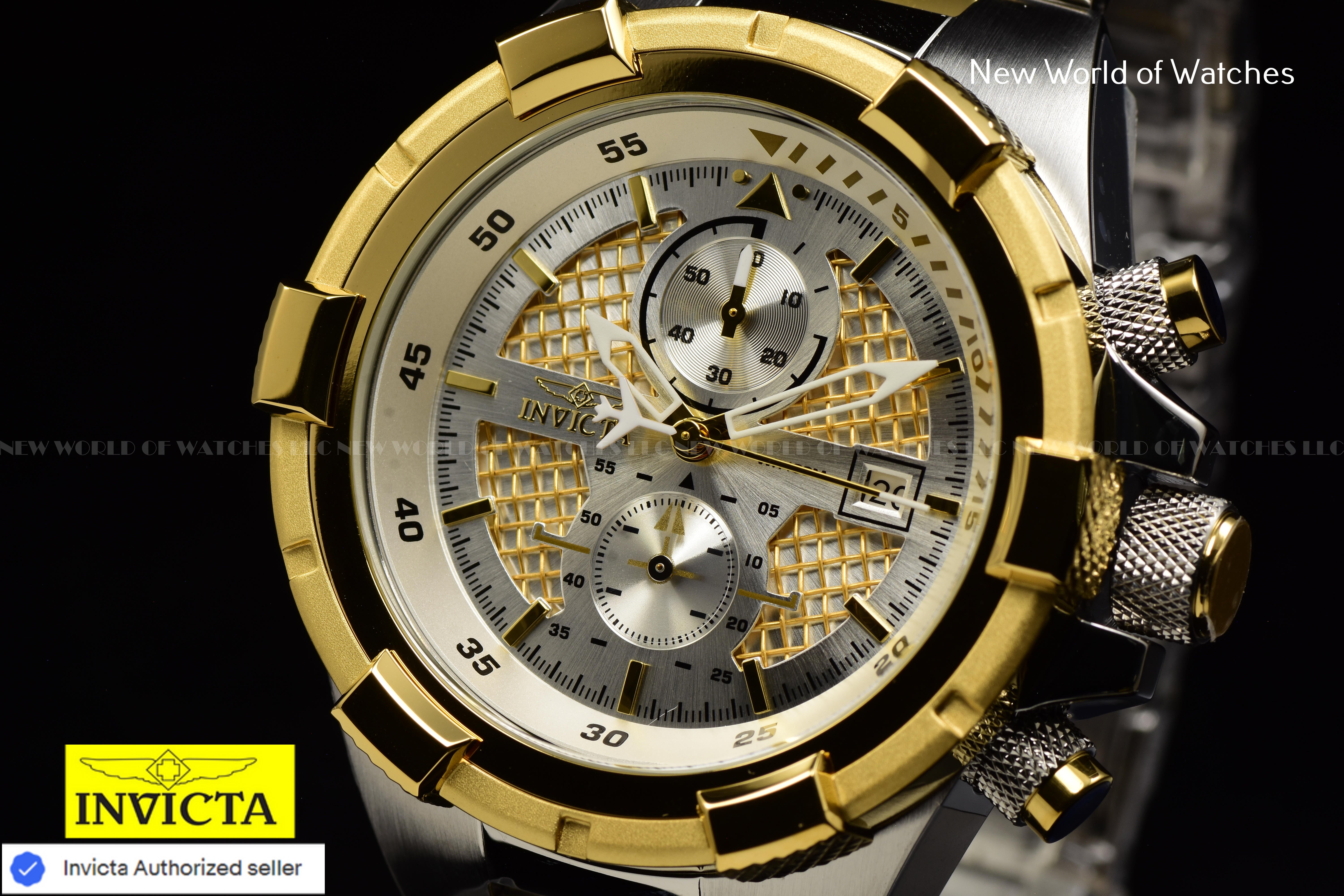 Invicta Men's 50.5mm Aviator Chronograph Dial Stainless Steel GOLD/SILVER Watch