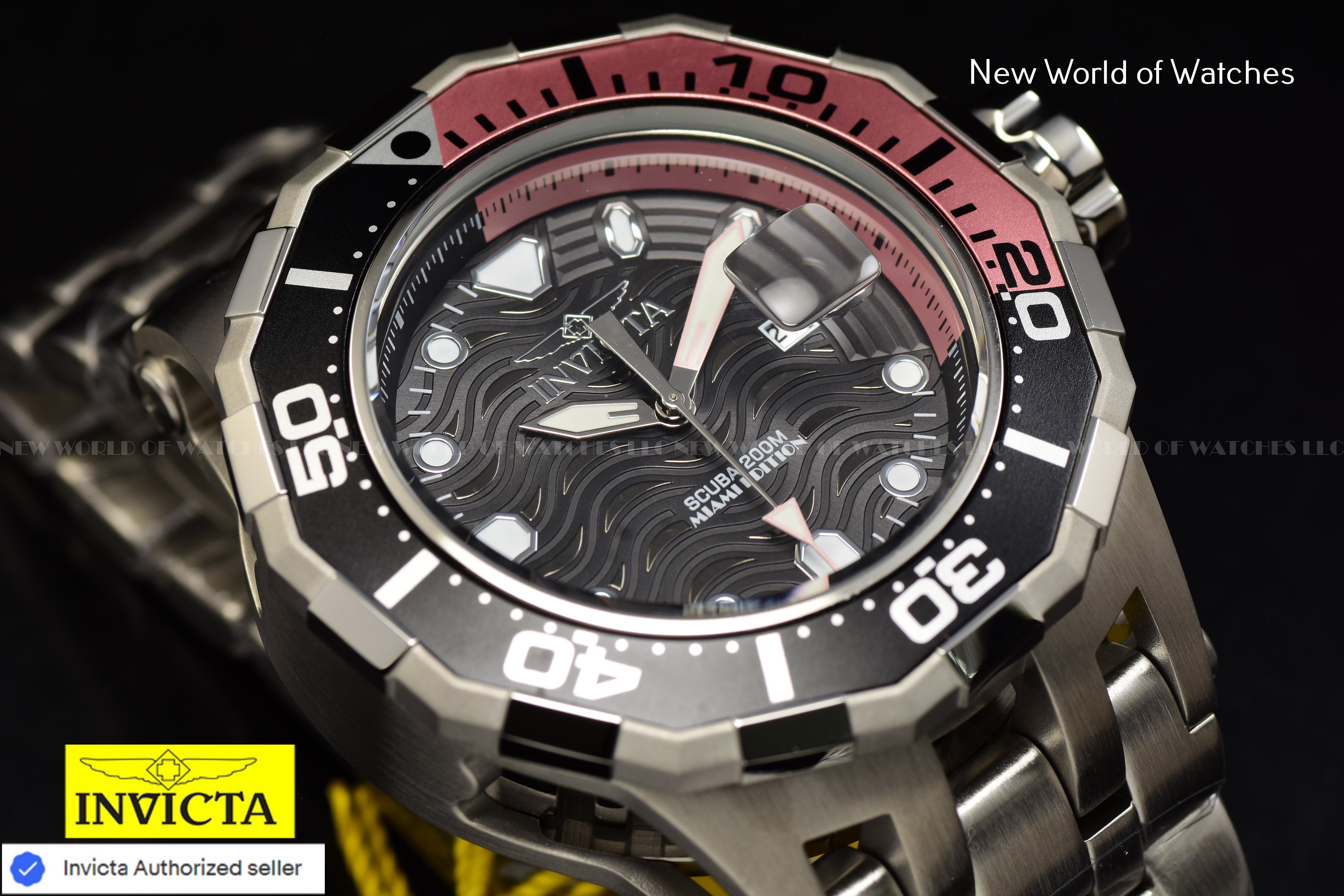 Invicta Men's Pro Diver MIAMI EDITION 52mm PINK/BLACK Dial Stainless Steel Watch