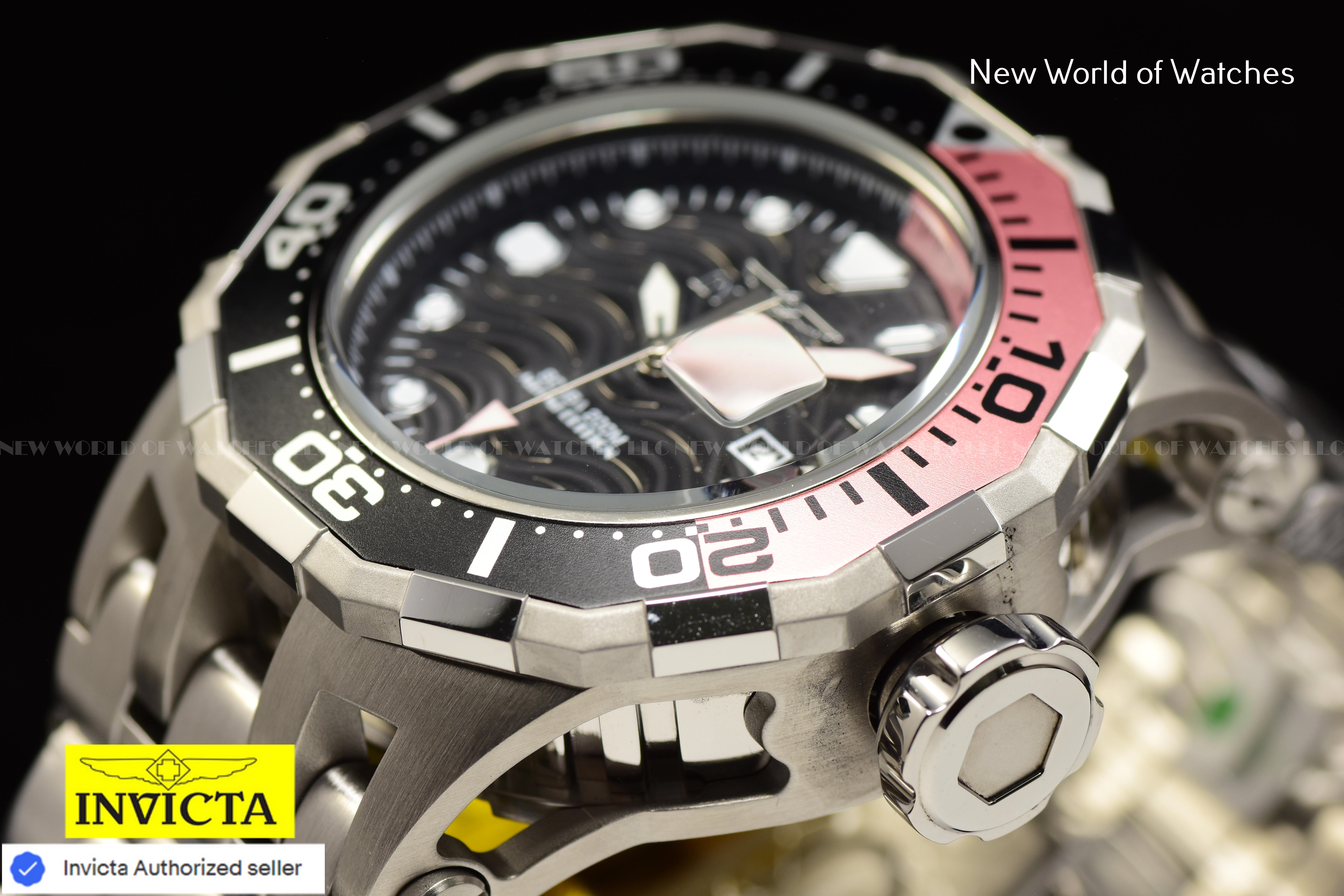 Invicta Men's Pro Diver MIAMI EDITION 52mm PINK/BLACK Dial Stainless Steel Watch