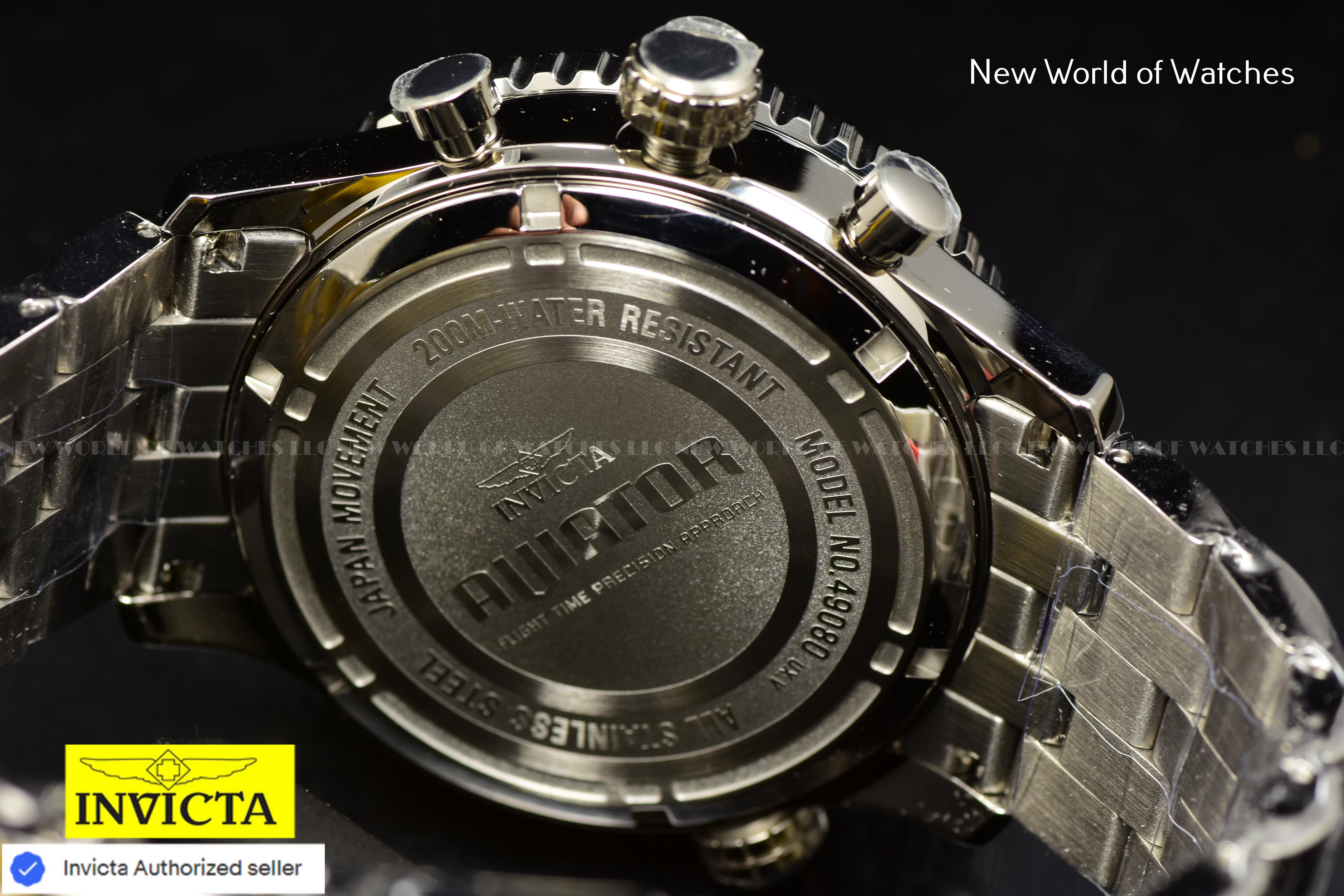 Invicta Men's AVIATOR 50mm MILITARY Green Chronograph Silver  HI Polish SS Watch