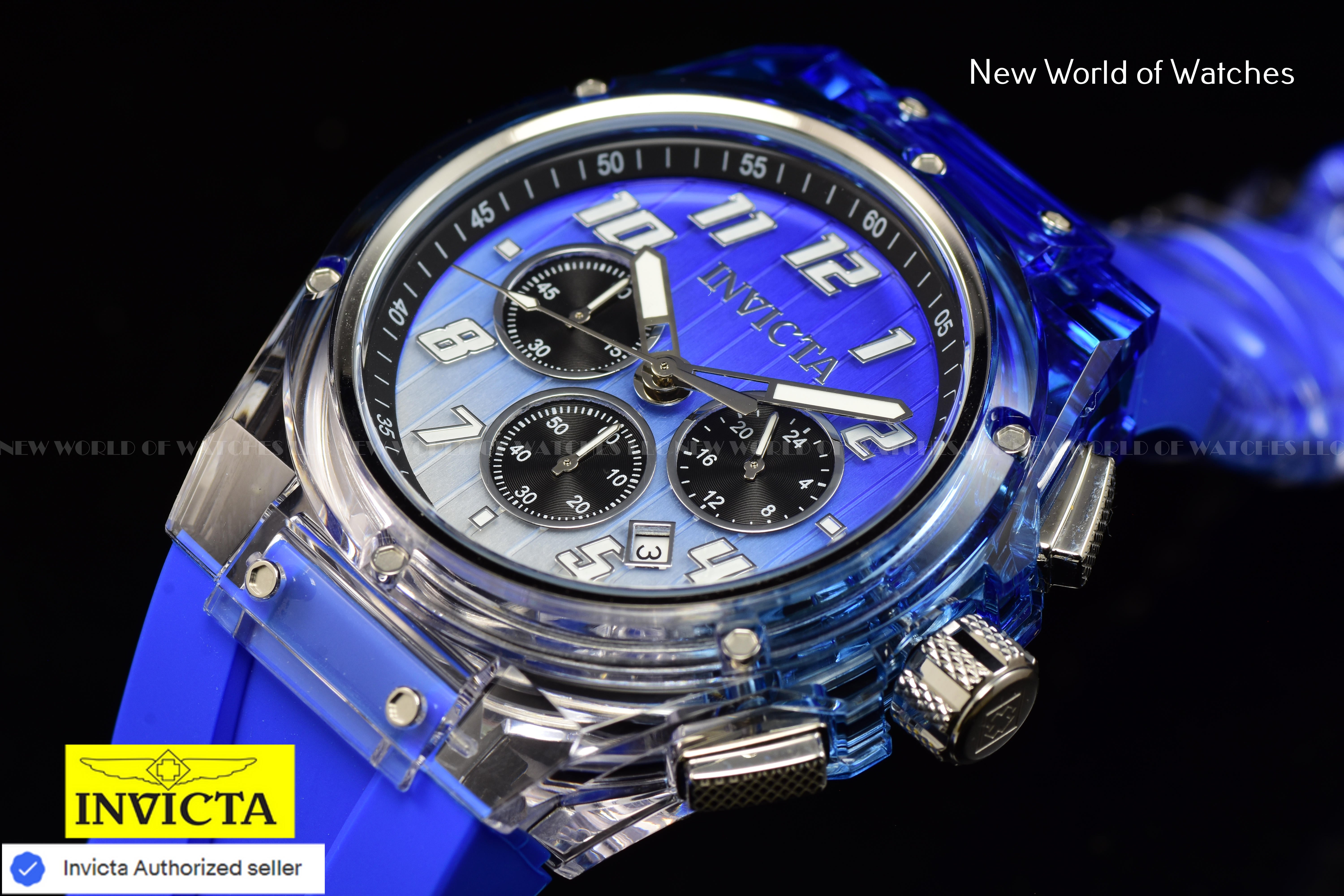 Invicta Men's S1 RALLY PRISM 44mm Chronograph Dial Quartz BLUE Watch