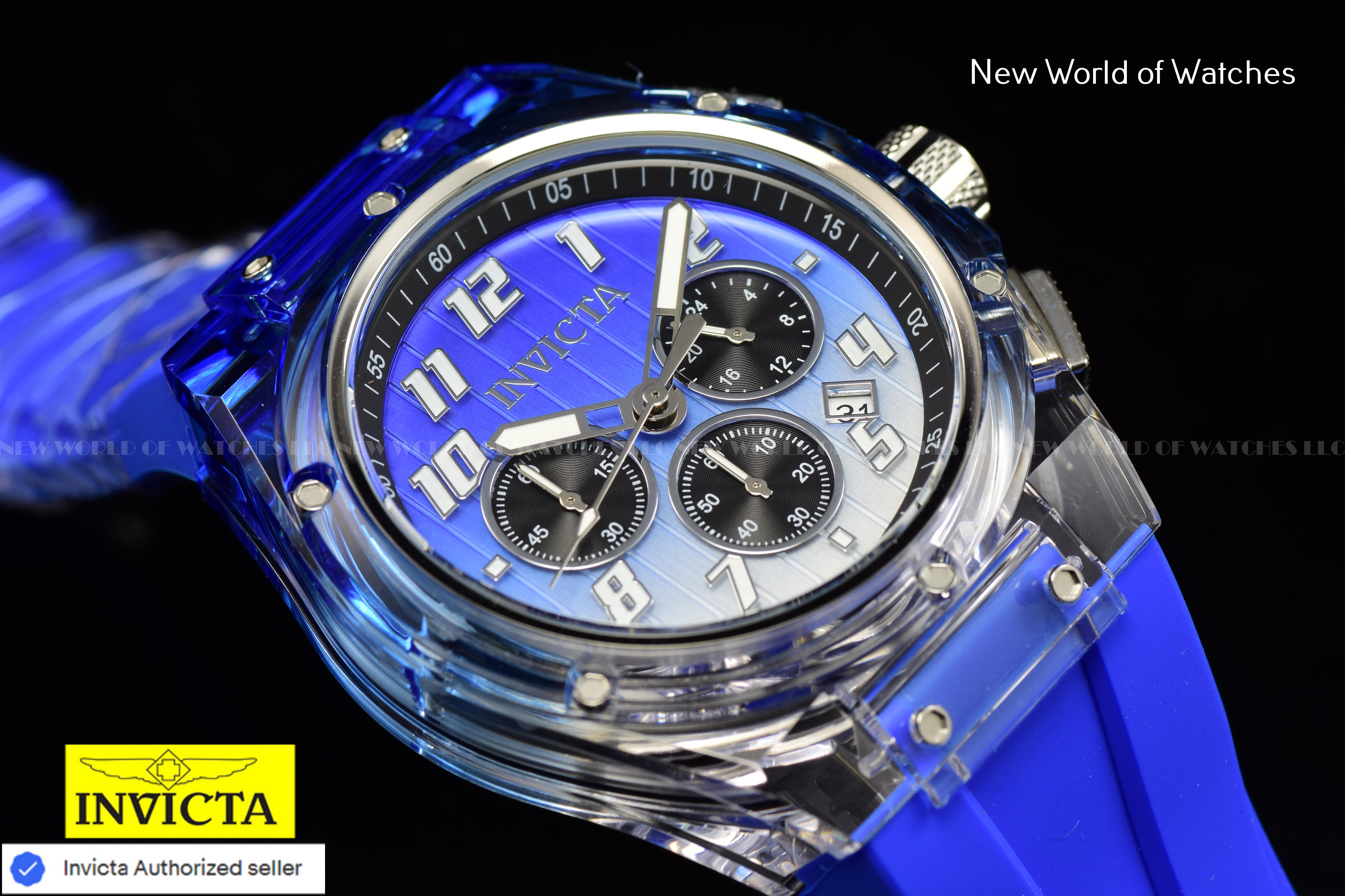 Invicta Men's S1 RALLY PRISM 44mm Chronograph Dial Quartz BLUE Watch