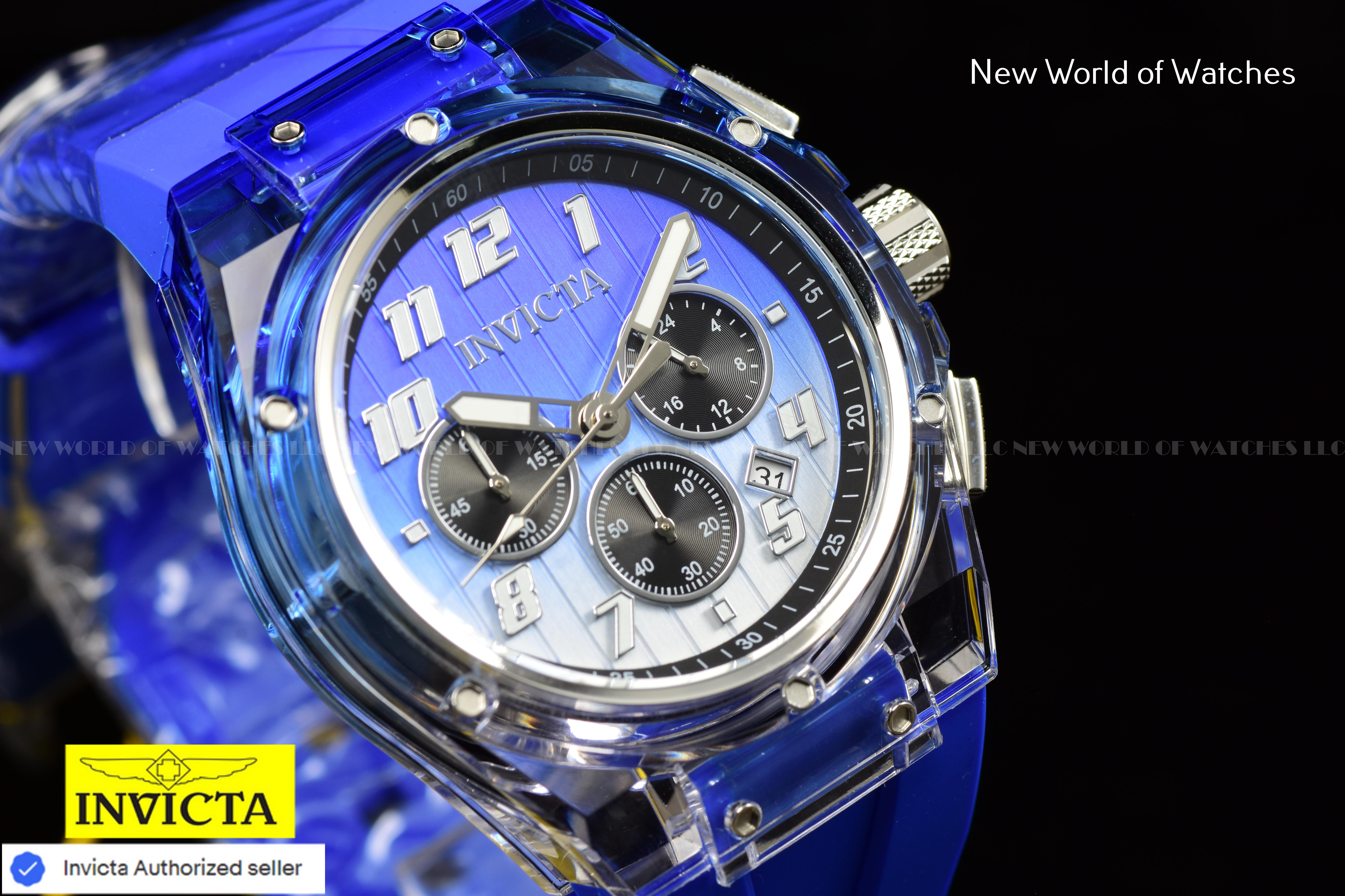 Invicta Men's S1 RALLY PRISM 44mm Chronograph Dial Quartz BLUE Watch