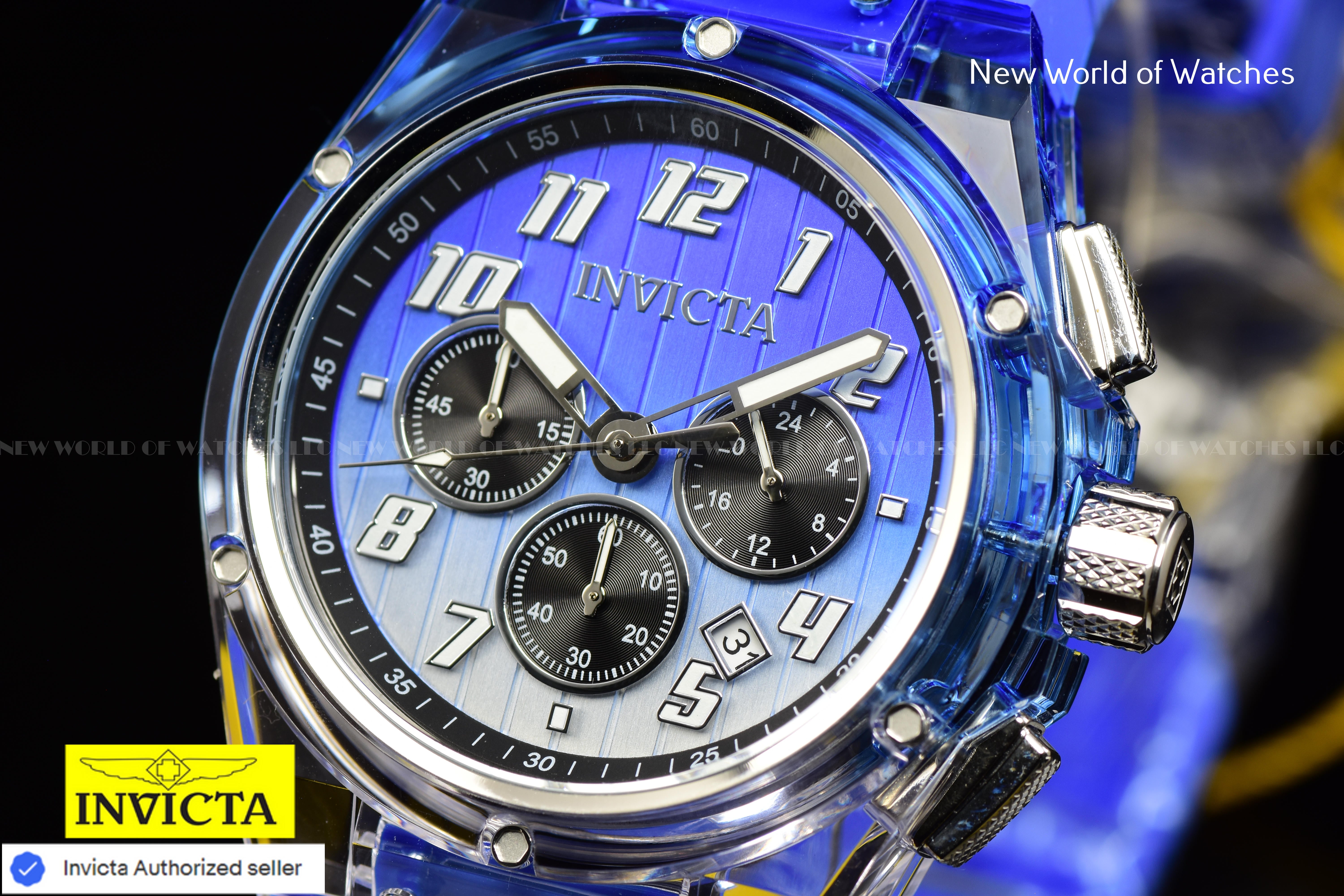 Invicta Men's S1 RALLY PRISM 44mm Chronograph Dial Quartz BLUE Watch