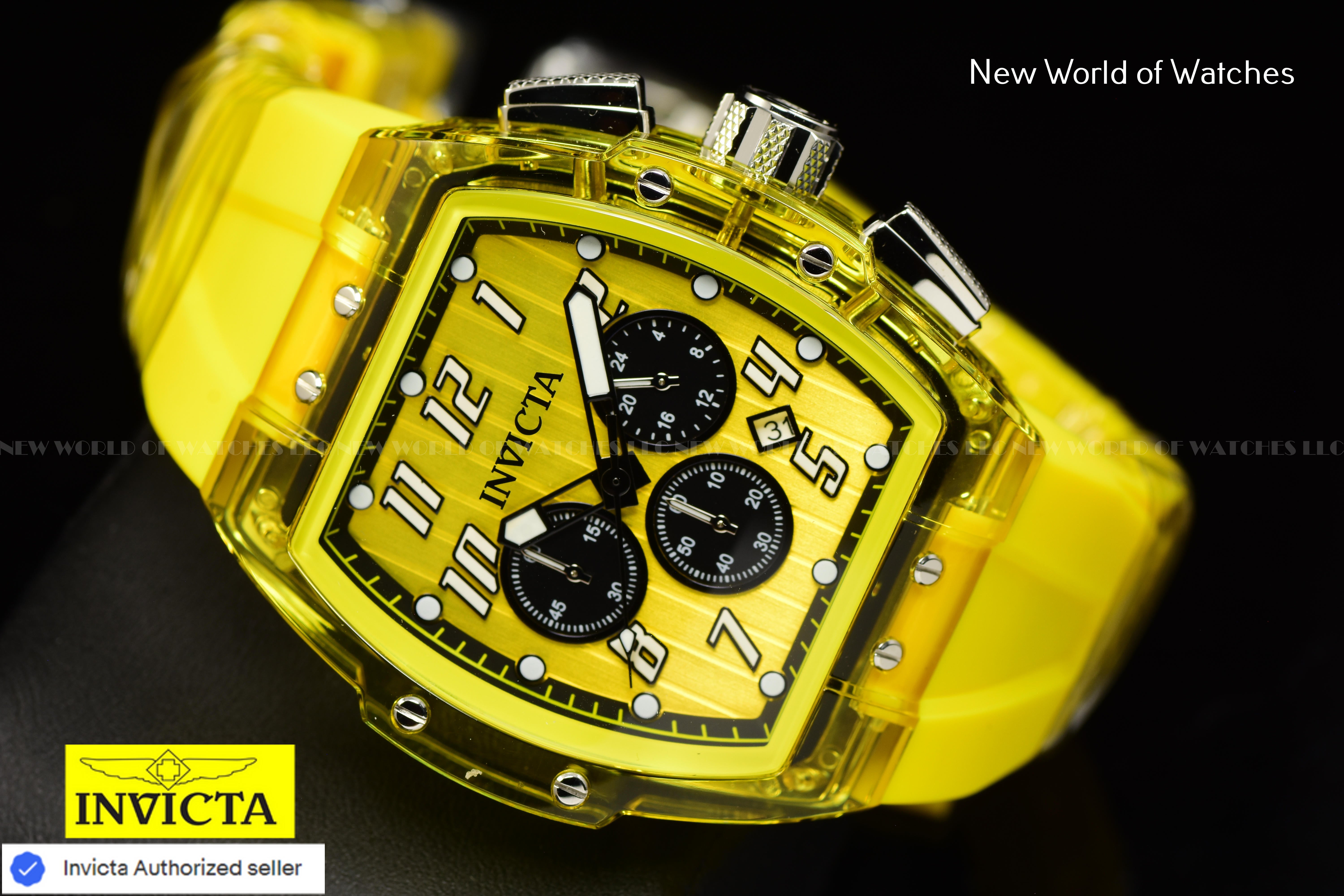 Invicta Men's S1 RALLY 47mm Chronograph Transparent/Yellow Dial Quartz Watch
