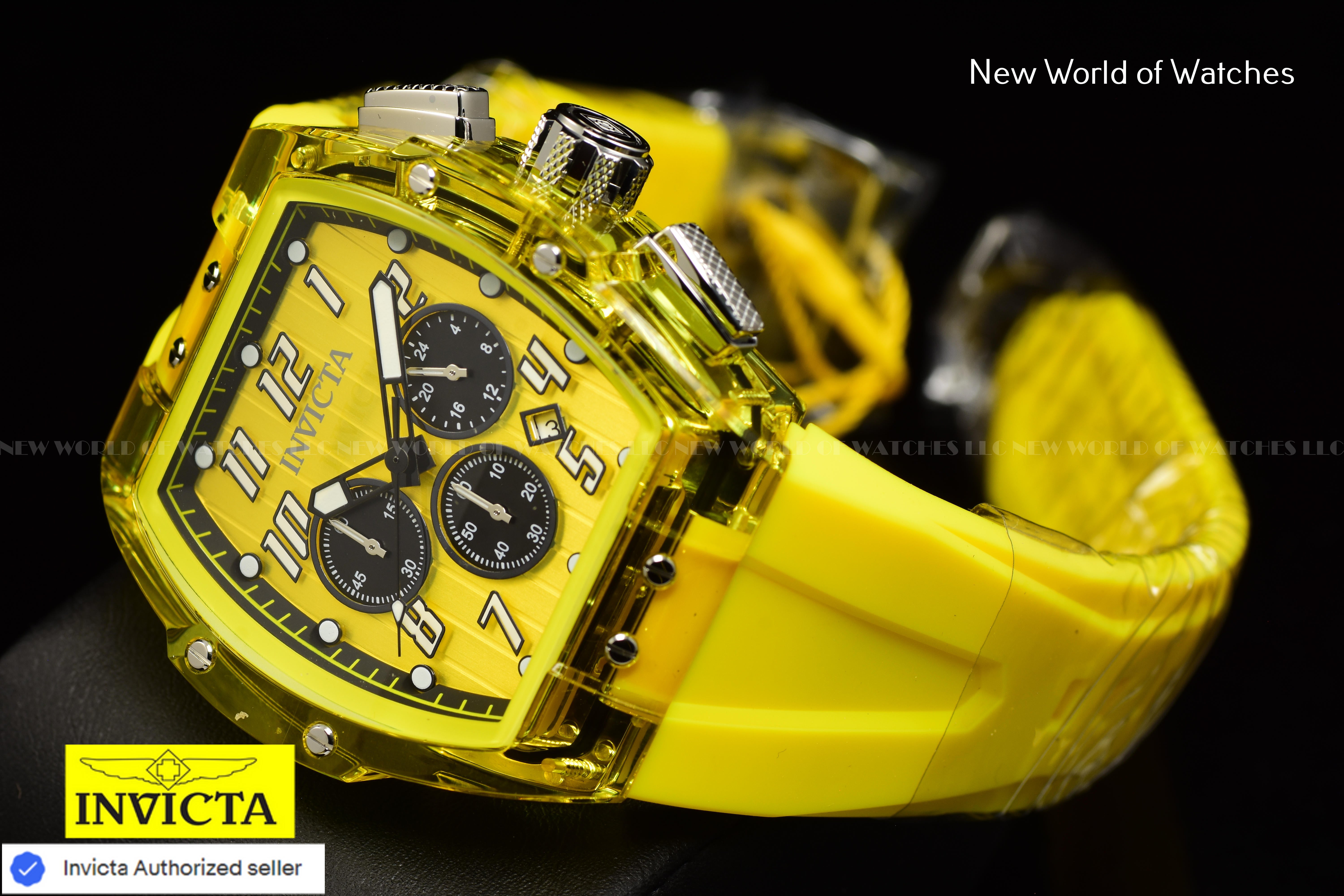 Invicta Men's S1 RALLY 47mm Chronograph Transparent/Yellow Dial Quartz Watch