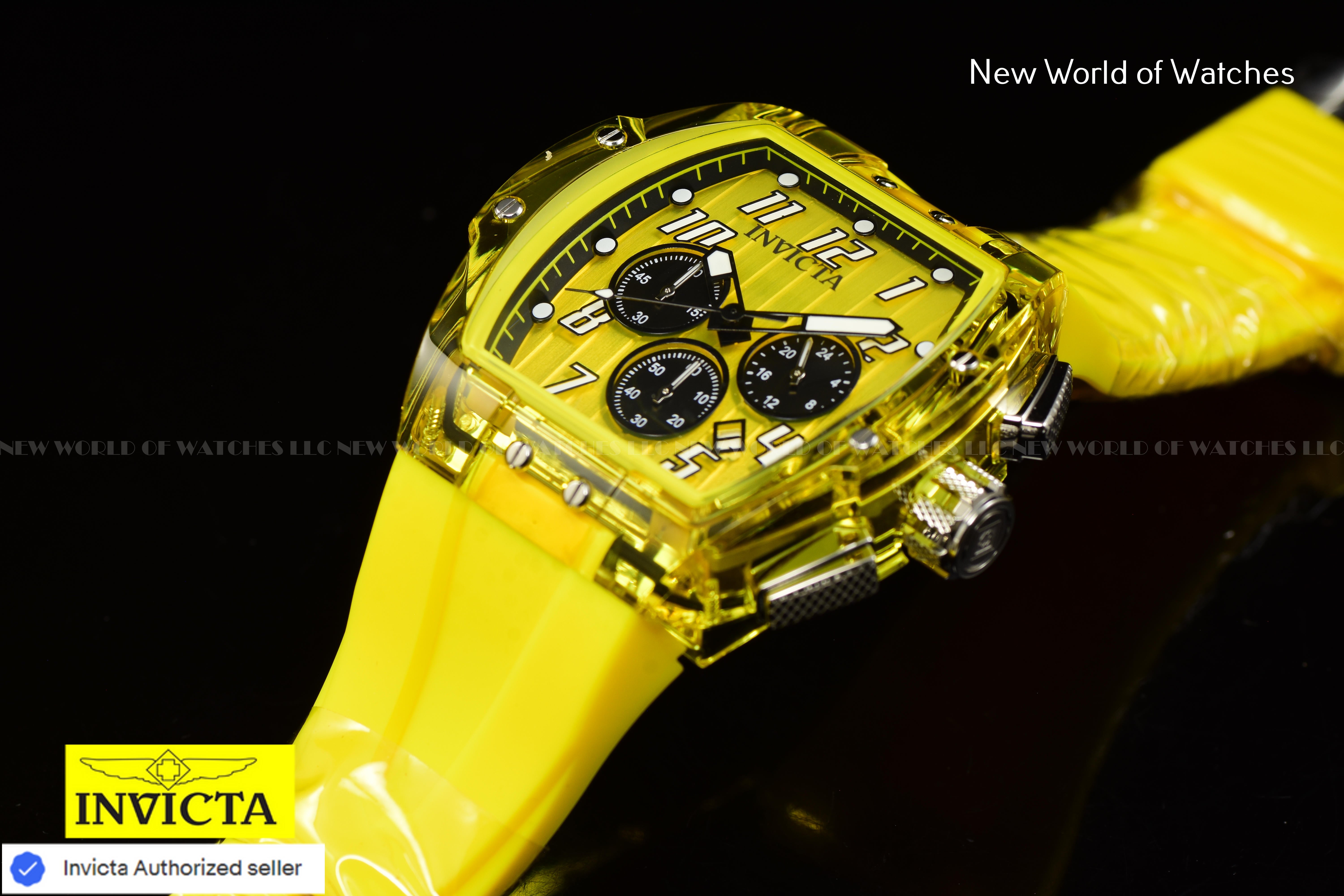Invicta Men's S1 RALLY 47mm Chronograph Transparent/Yellow Dial Quartz Watch