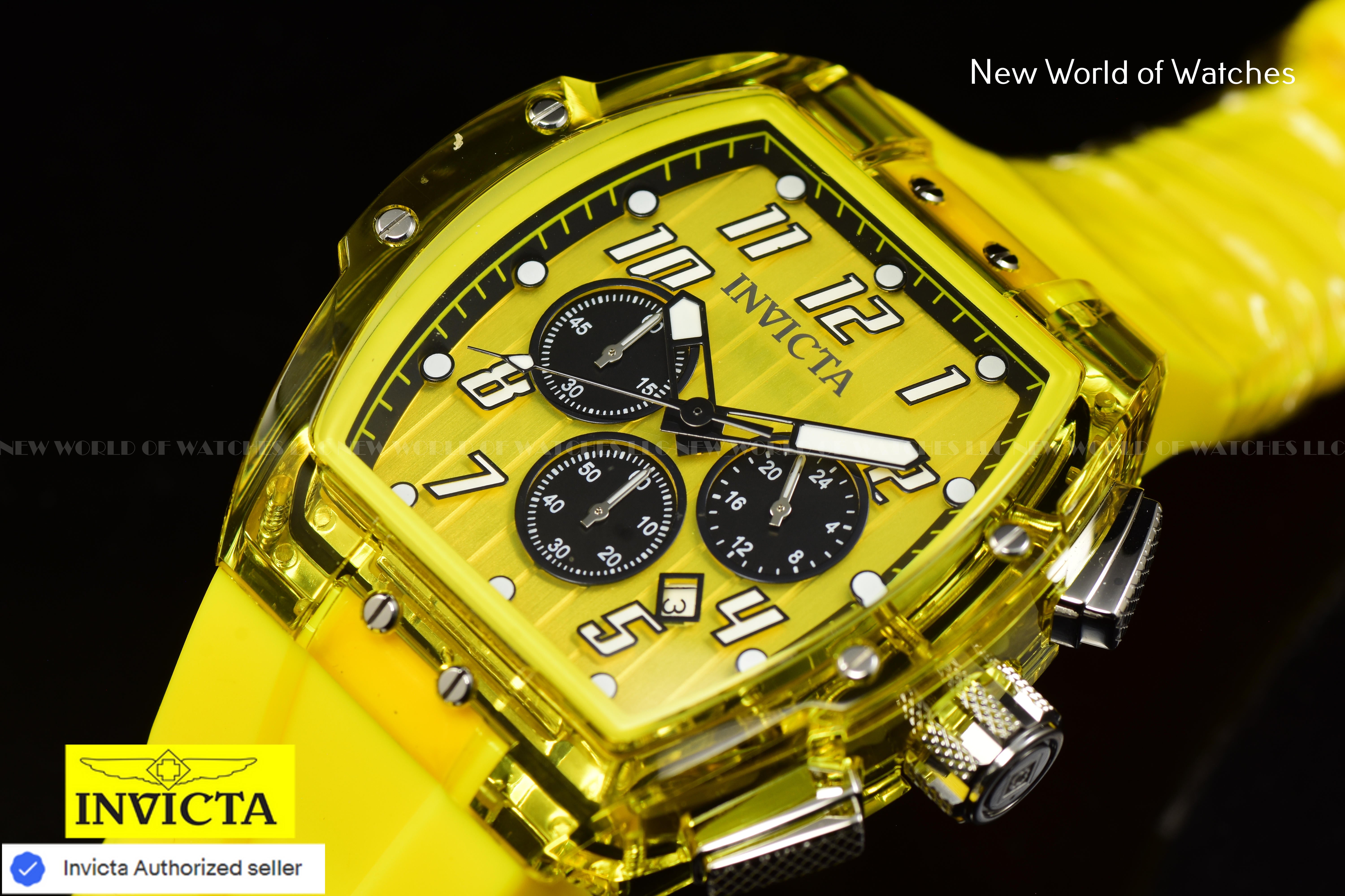 Invicta Men's S1 RALLY 47mm Chronograph Transparent/Yellow Dial Quartz Watch