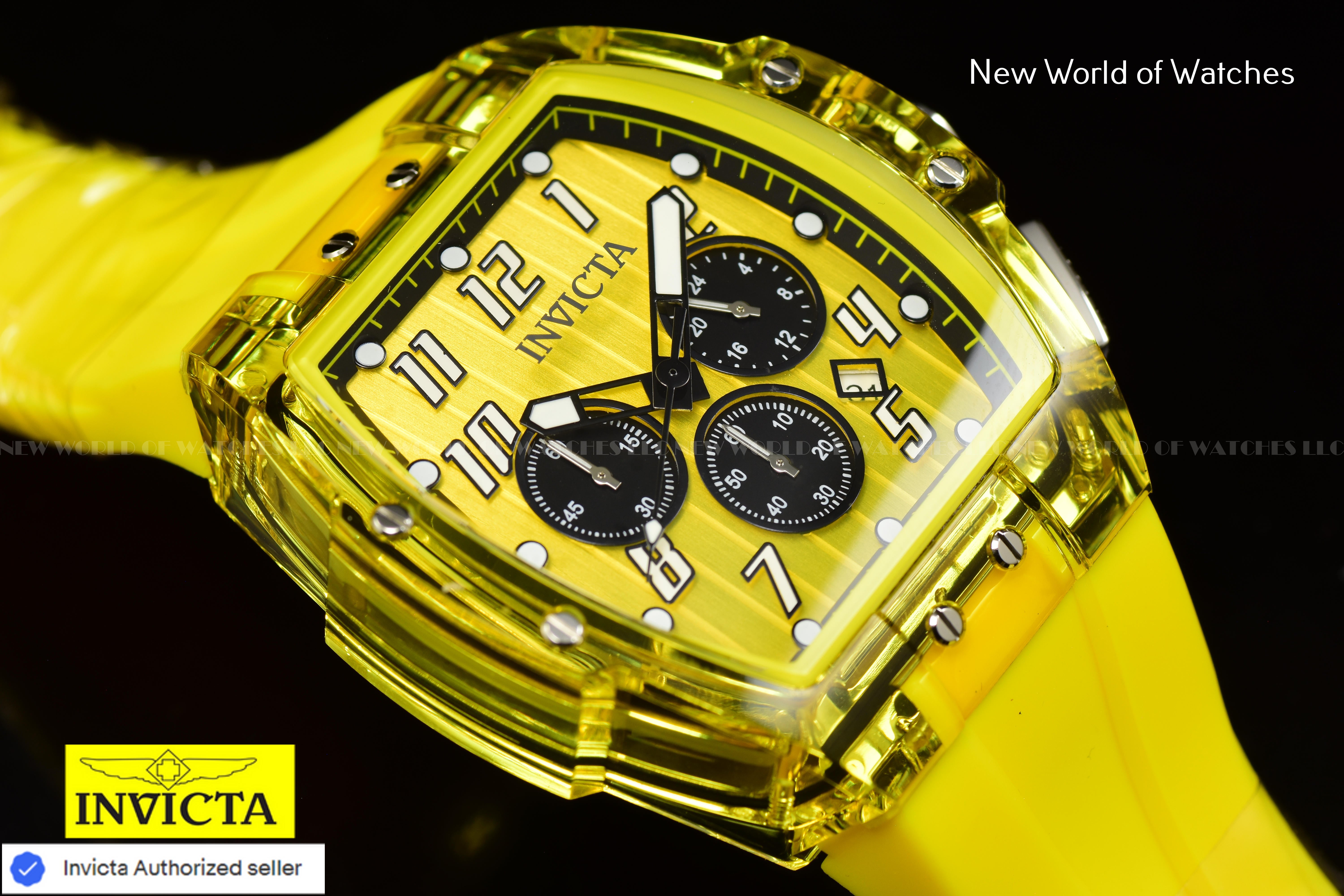 Invicta Men's S1 RALLY 47mm Chronograph Transparent/Yellow Dial Quartz Watch