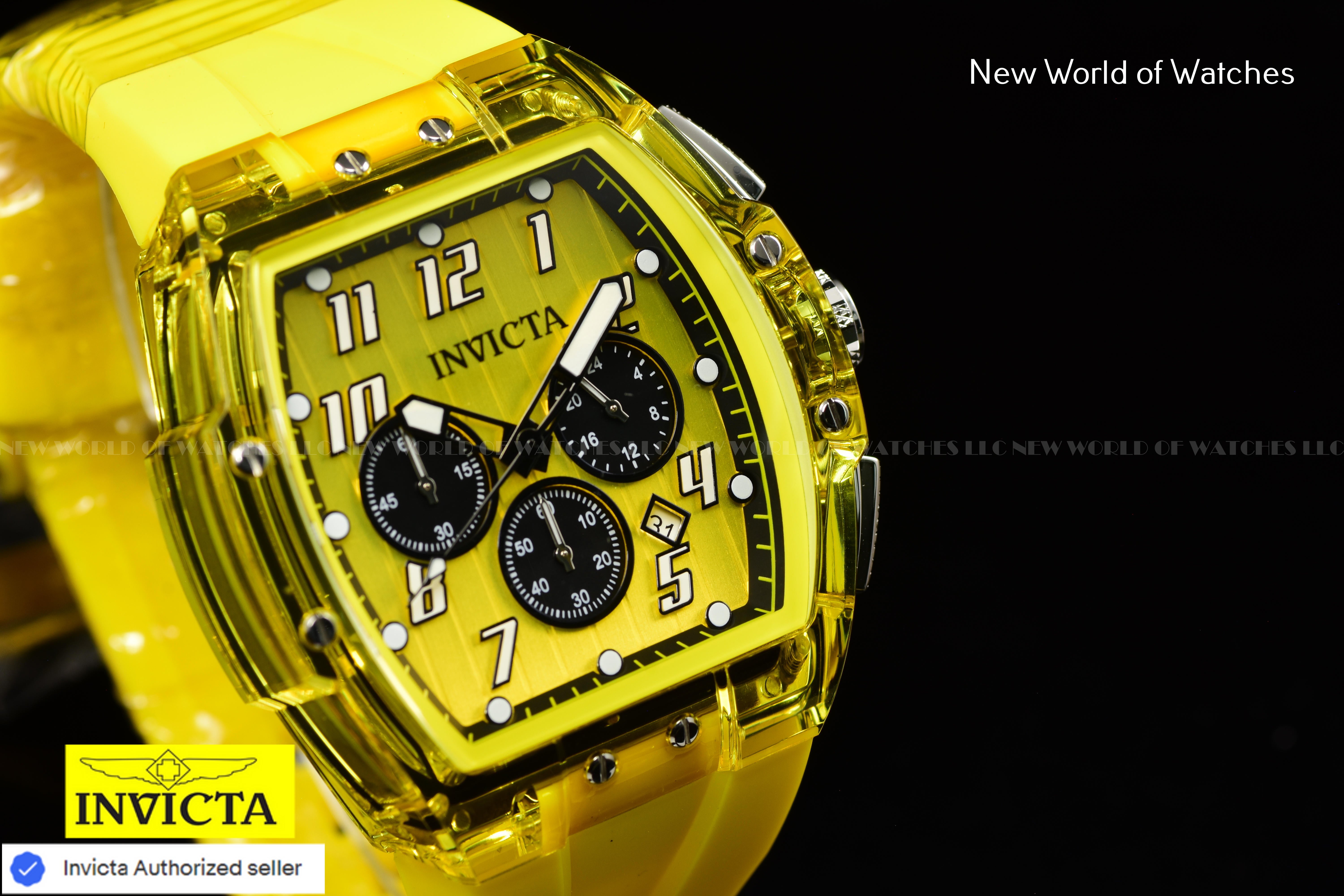 Invicta Men's S1 RALLY 47mm Chronograph Transparent/Yellow Dial Quartz Watch
