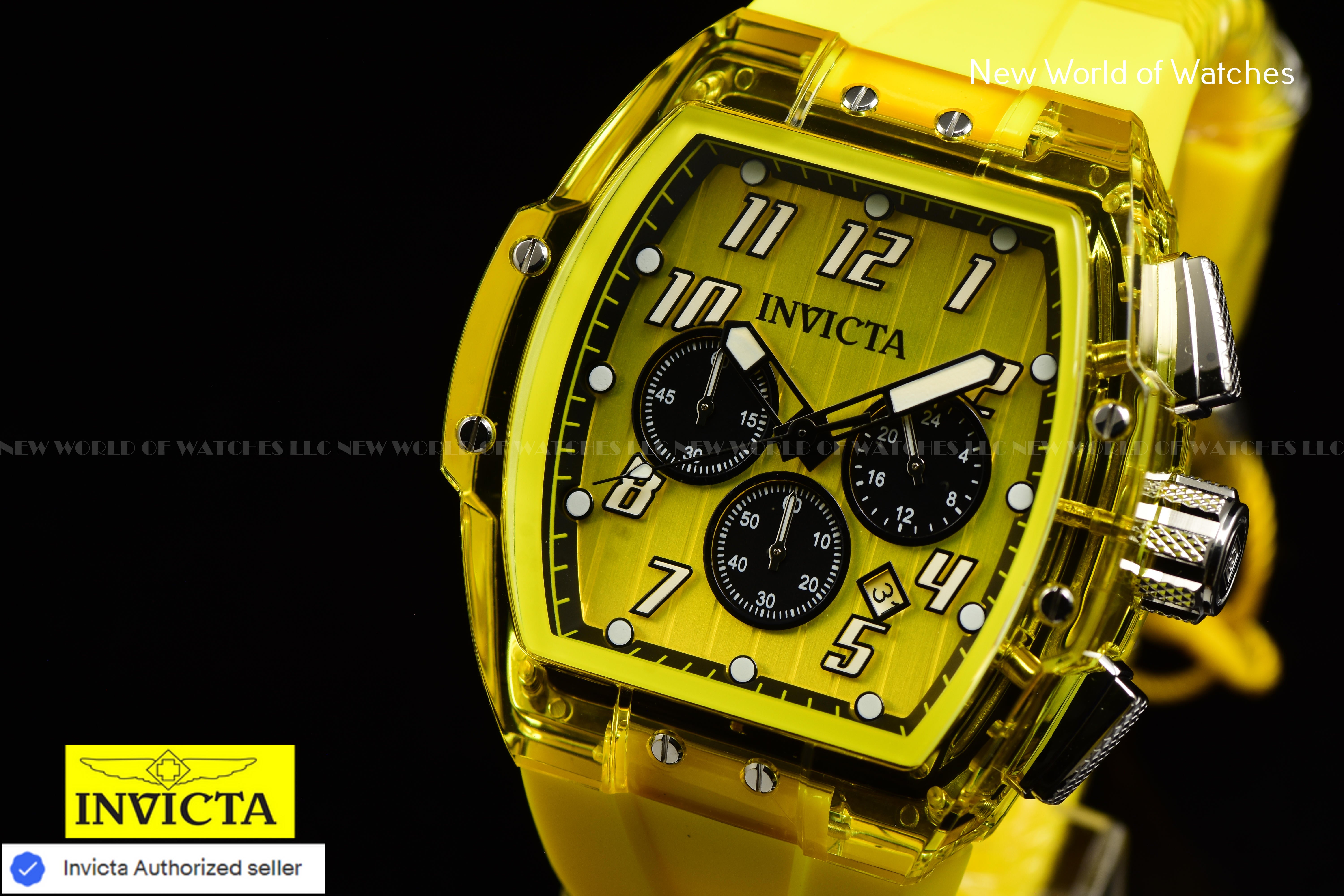 Invicta Men's S1 RALLY 47mm Chronograph Transparent/Yellow Dial Quartz Watch