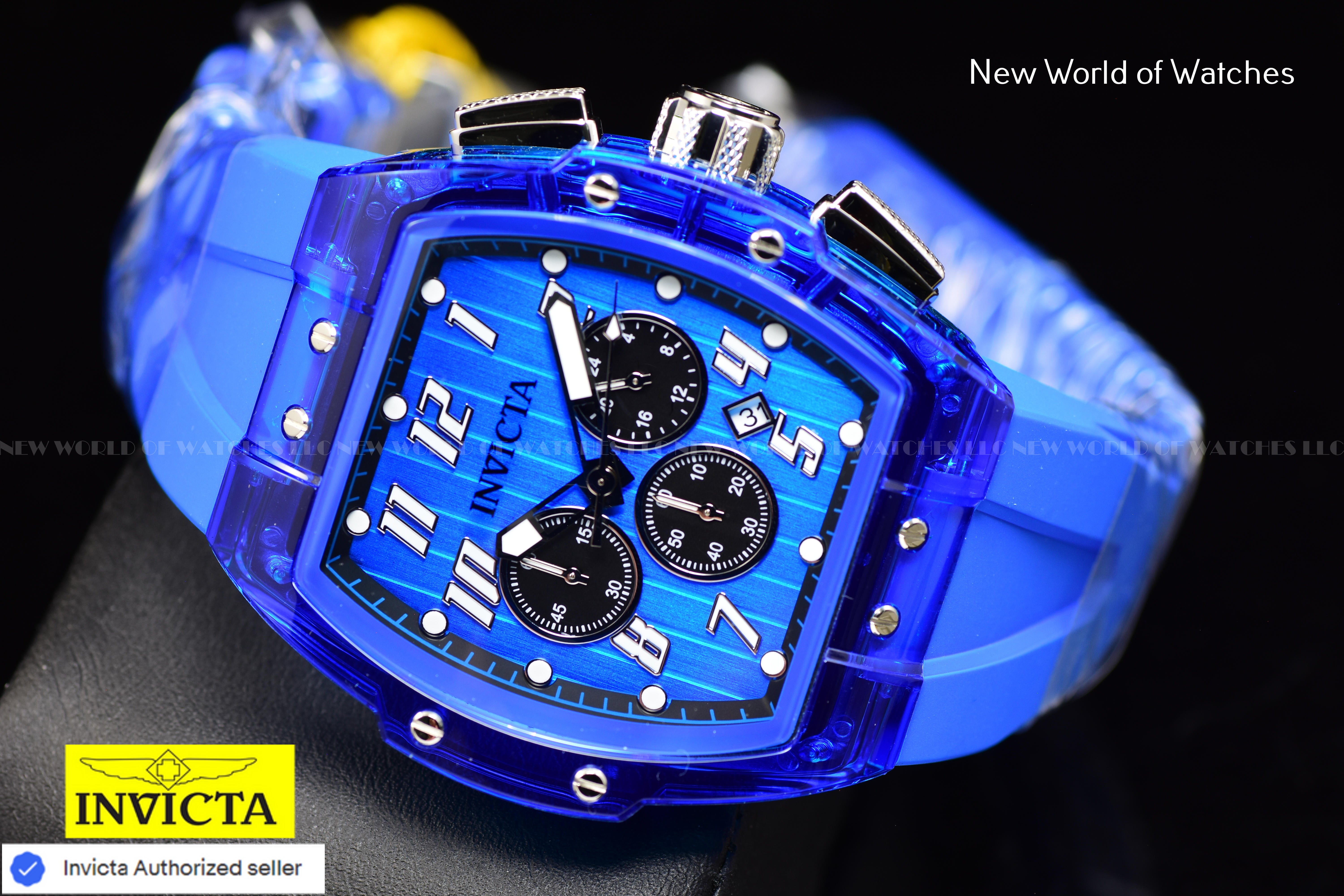 Invicta Men's S1 RALLY Blue/Transparent Chronograph Dial Silicone Strap Watch