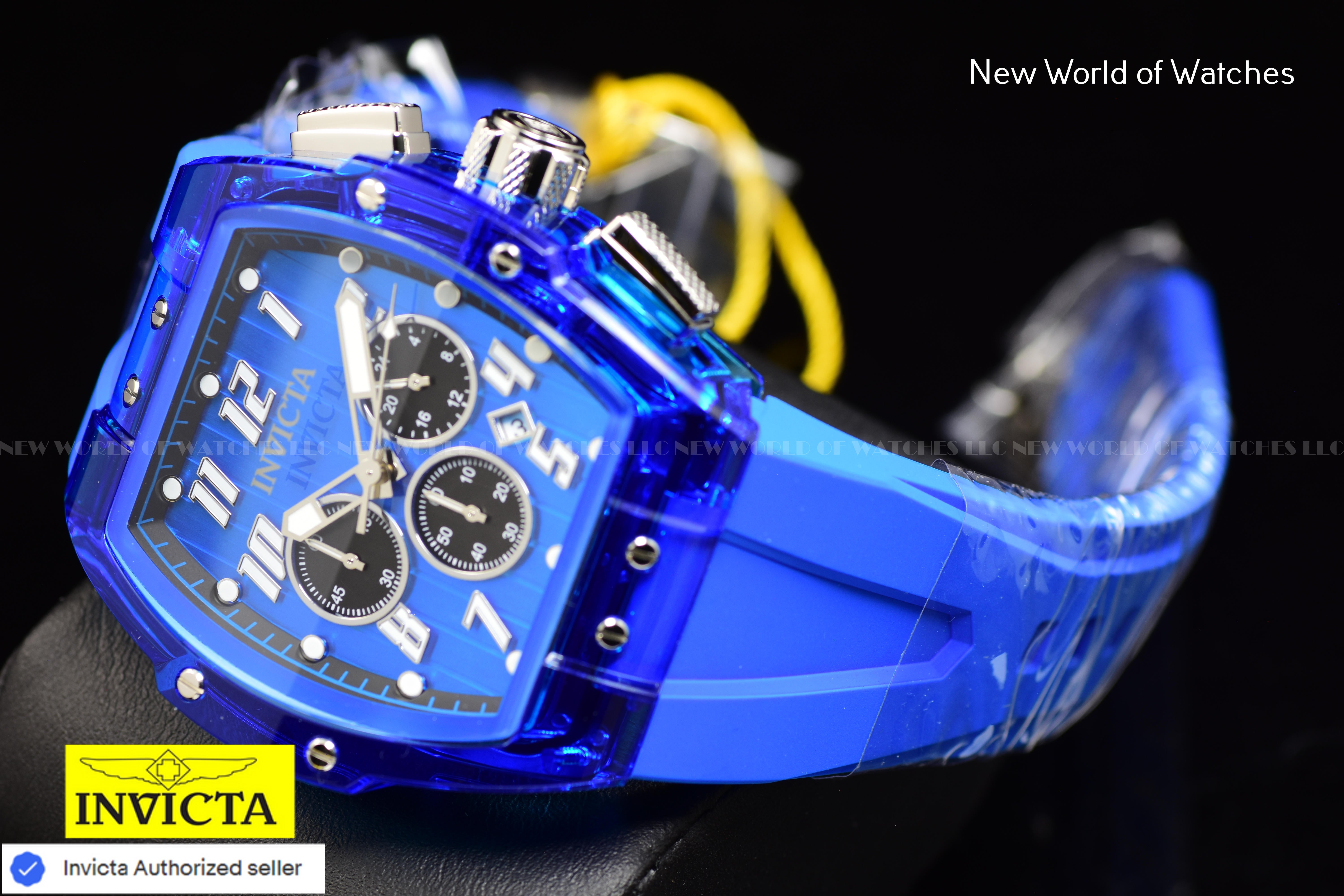 Invicta Men's S1 RALLY Blue/Transparent Chronograph Dial Silicone Strap Watch