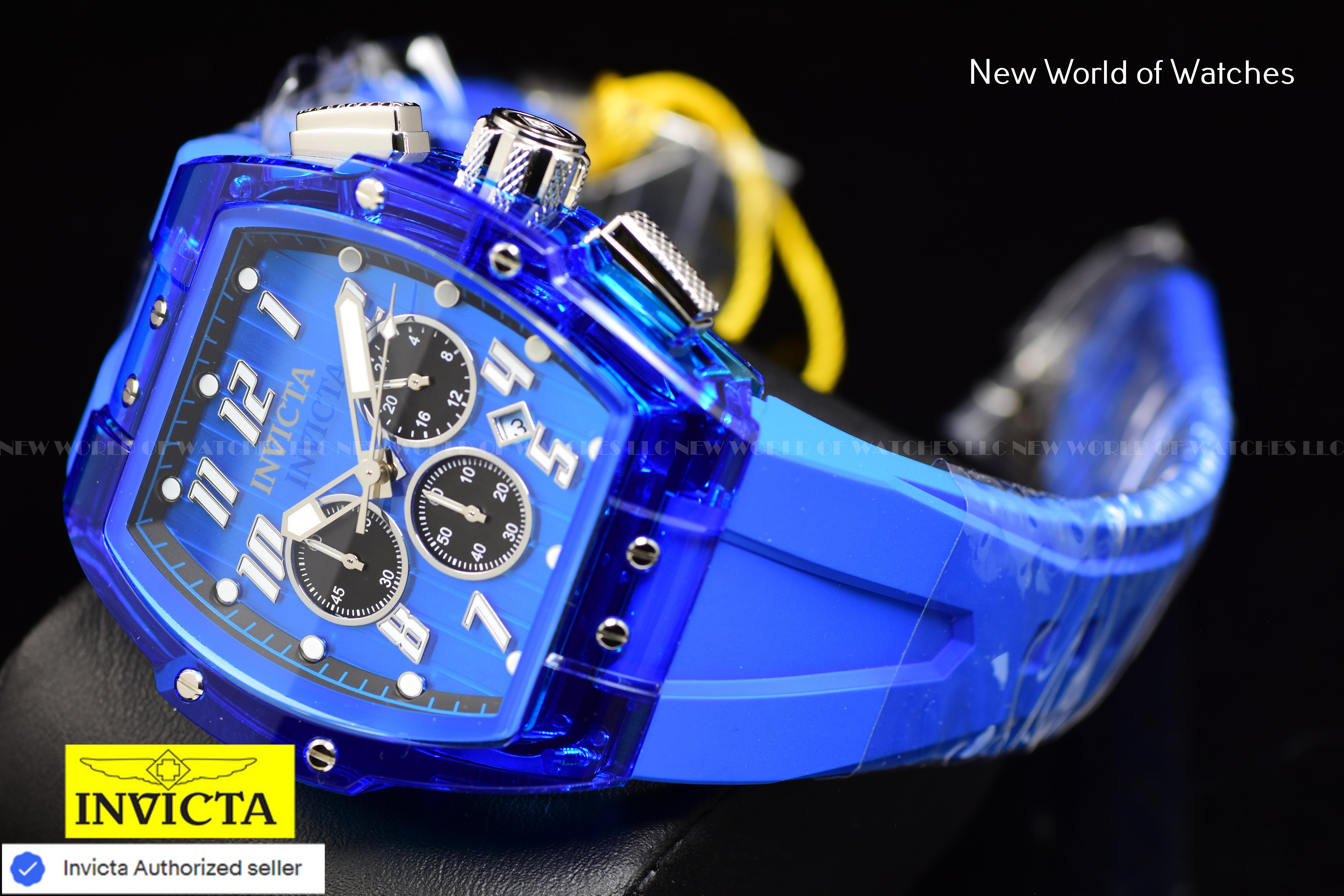 Invicta Men's S1 RALLY Blue/Transparent Chronograph Dial Silicone Strap Watch