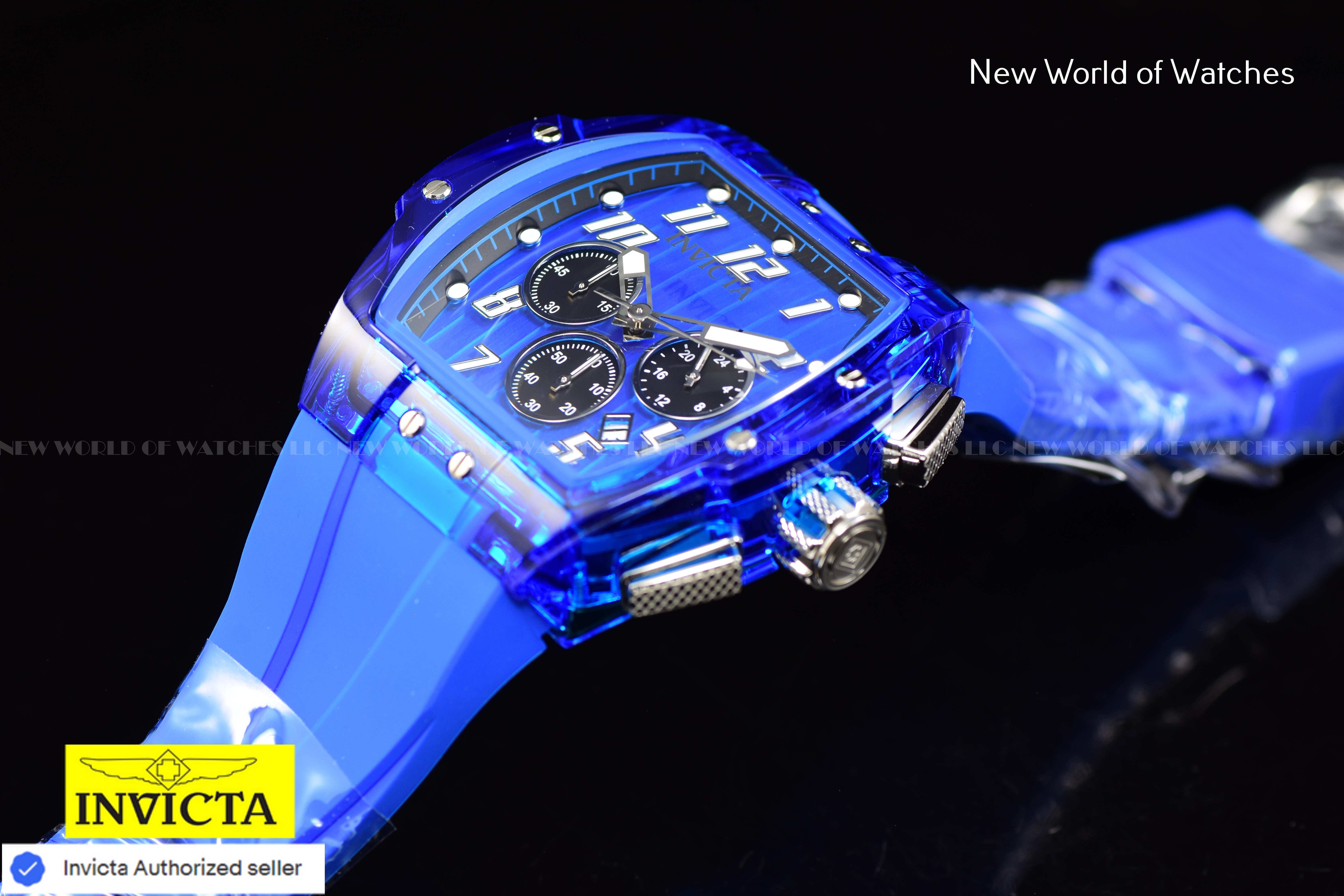 Invicta Men's S1 RALLY Blue/Transparent Chronograph Dial Silicone Strap Watch