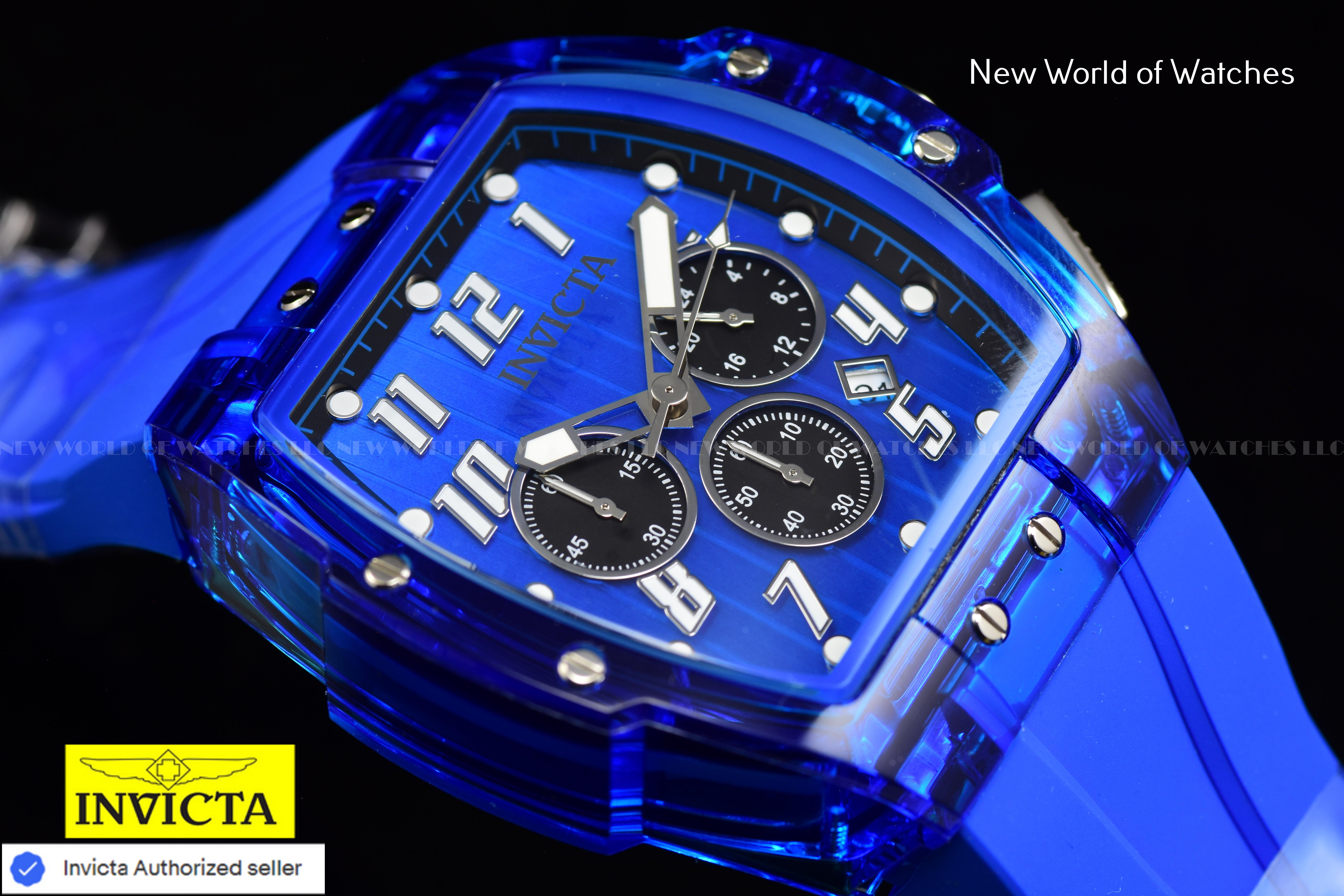 Invicta Men's S1 RALLY Blue/Transparent Chronograph Dial Silicone Strap Watch