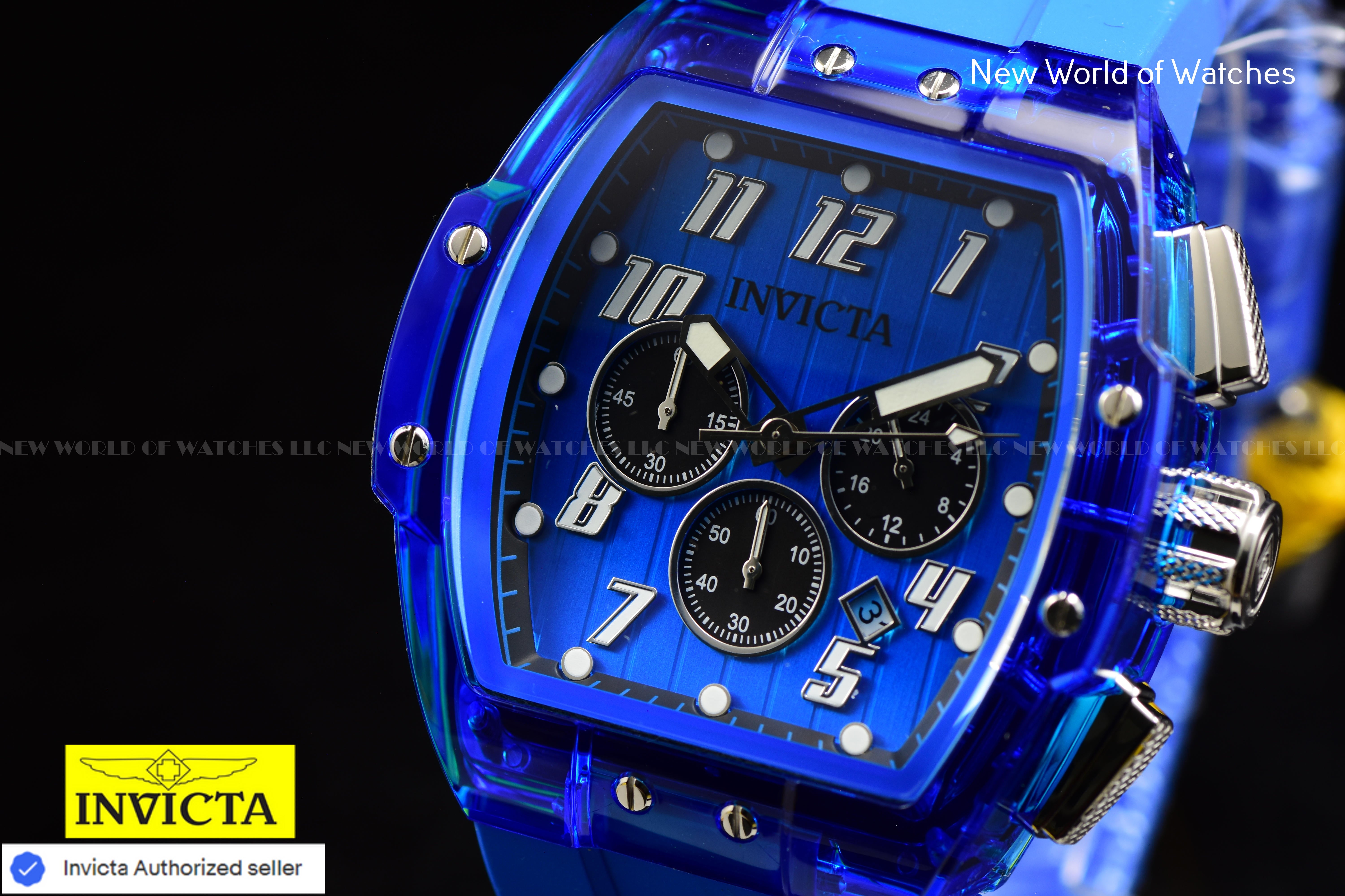 Invicta Men's S1 RALLY Blue/Transparent Chronograph Dial Silicone Strap Watch