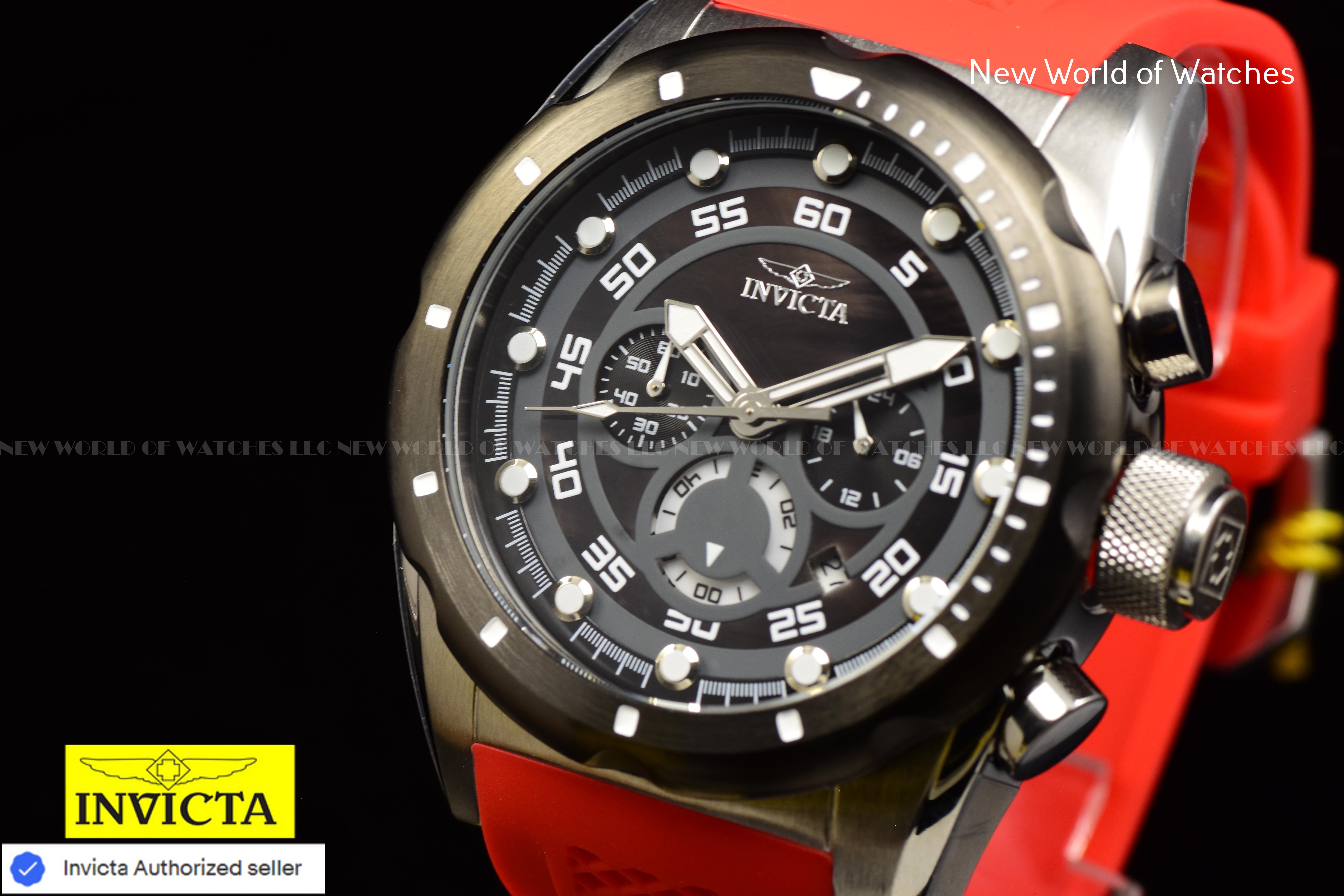 Invicta Men's SPEEDWAY Chronograph Black Dial 50mm RED Silicone Band Watch