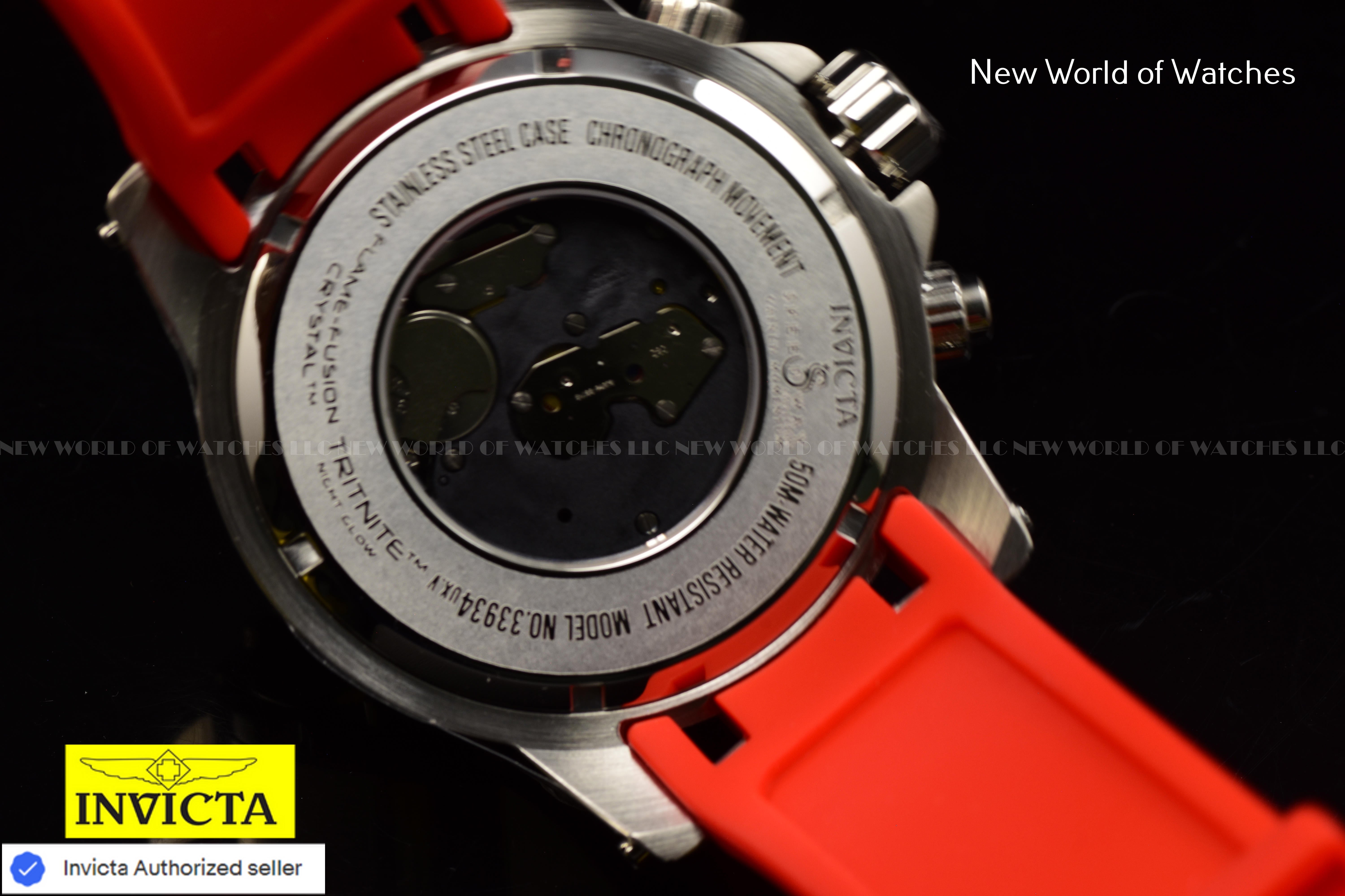 Invicta Men's SPEEDWAY Black Swiss Chronograph 51mm Dial RED Silicone Band Watch