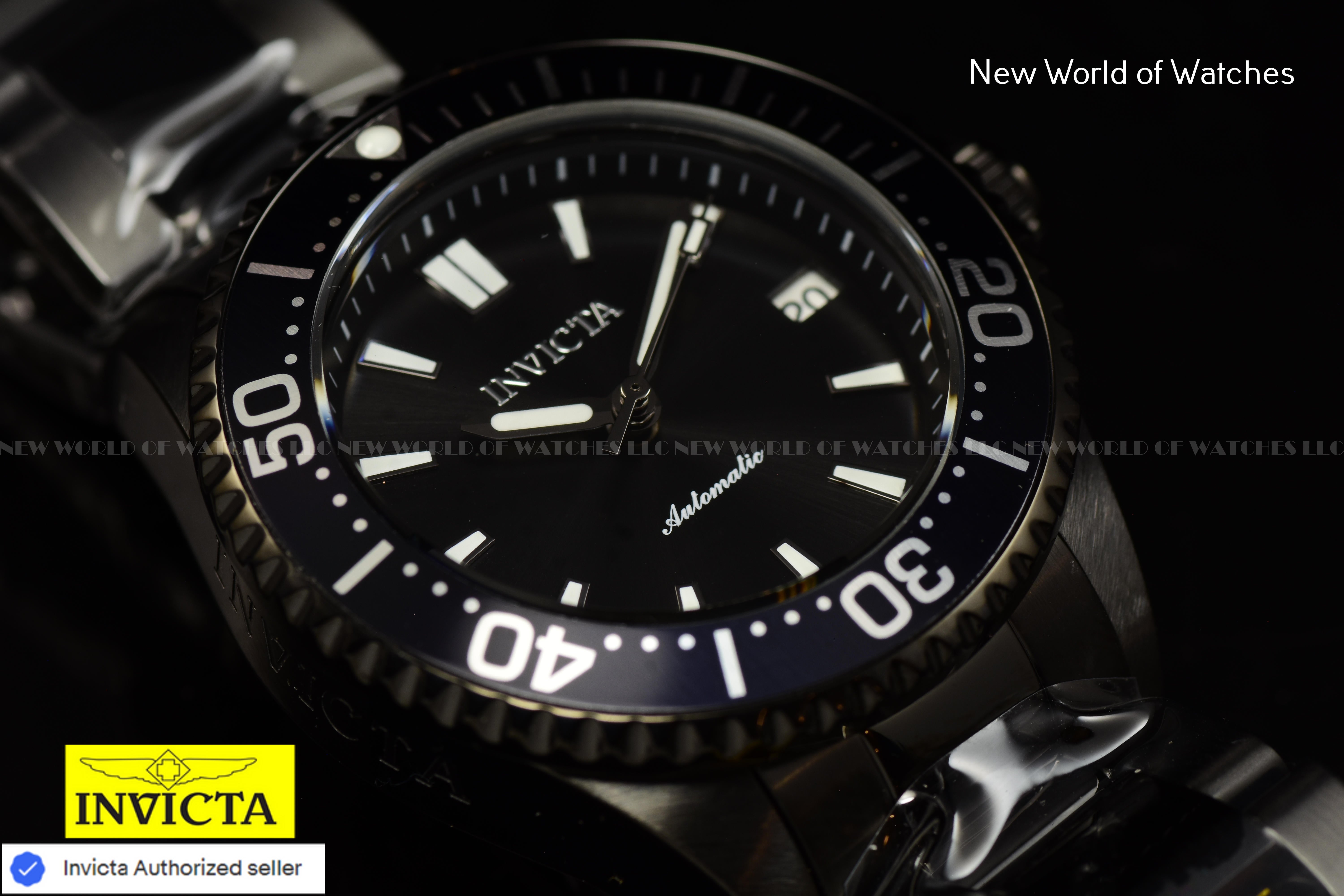 Invicta Lady PRO DIVER 38mm Stainless Steel TRIPLE BLACK Automatic Watch