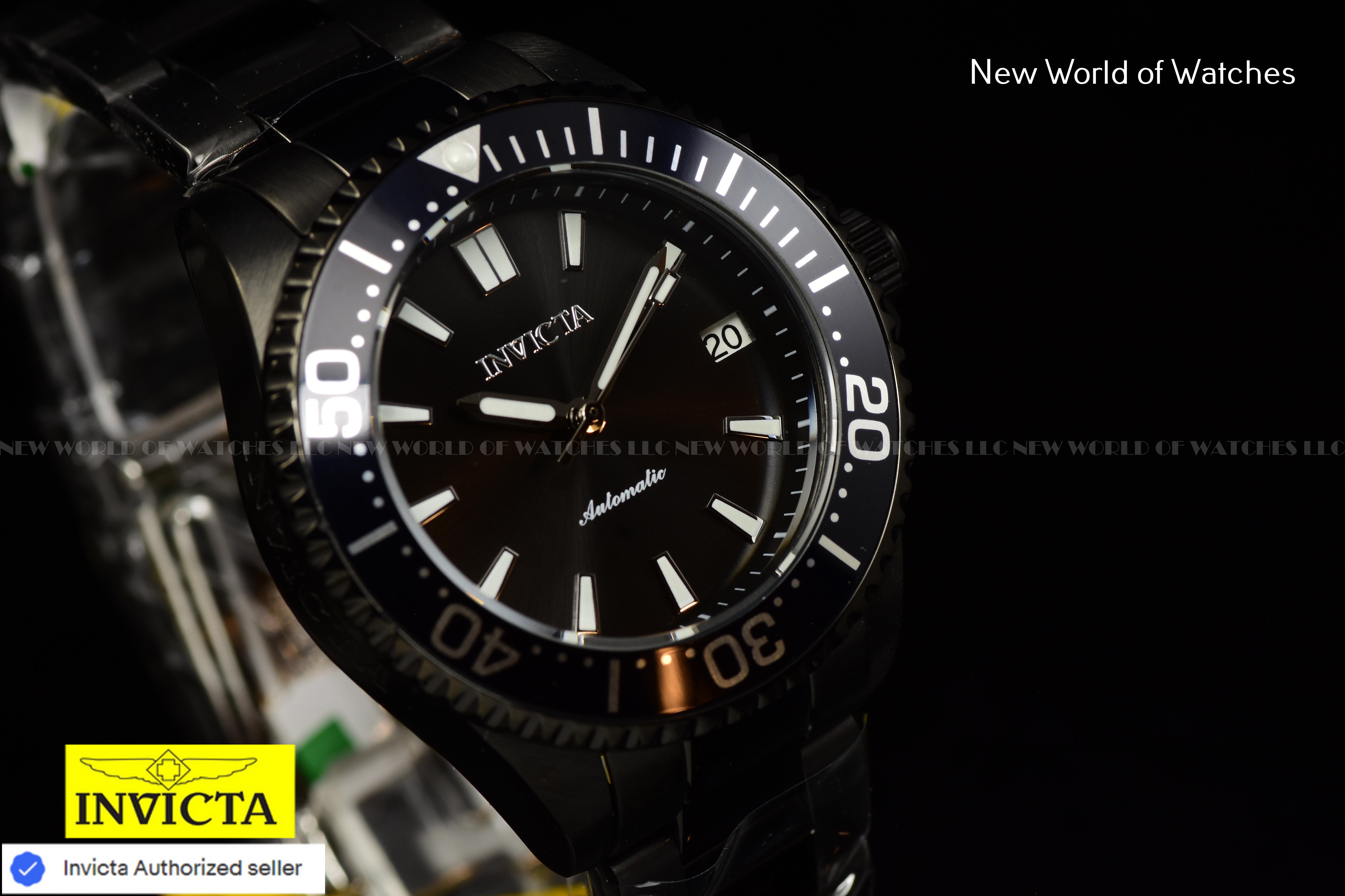 Invicta Lady PRO DIVER 38mm Stainless Steel TRIPLE BLACK Automatic Watch