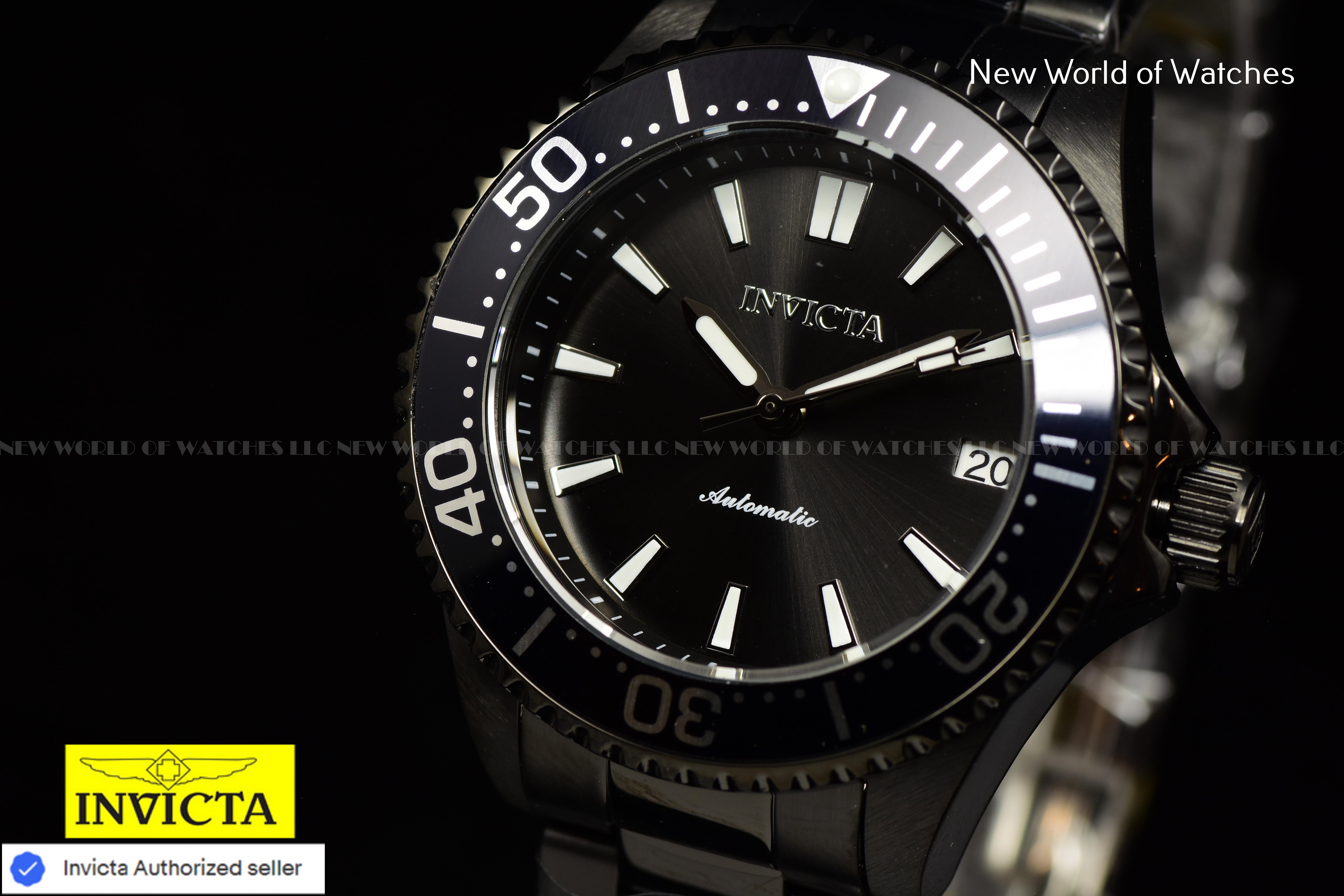 Invicta Lady PRO DIVER 38mm Stainless Steel TRIPLE BLACK Automatic Watch