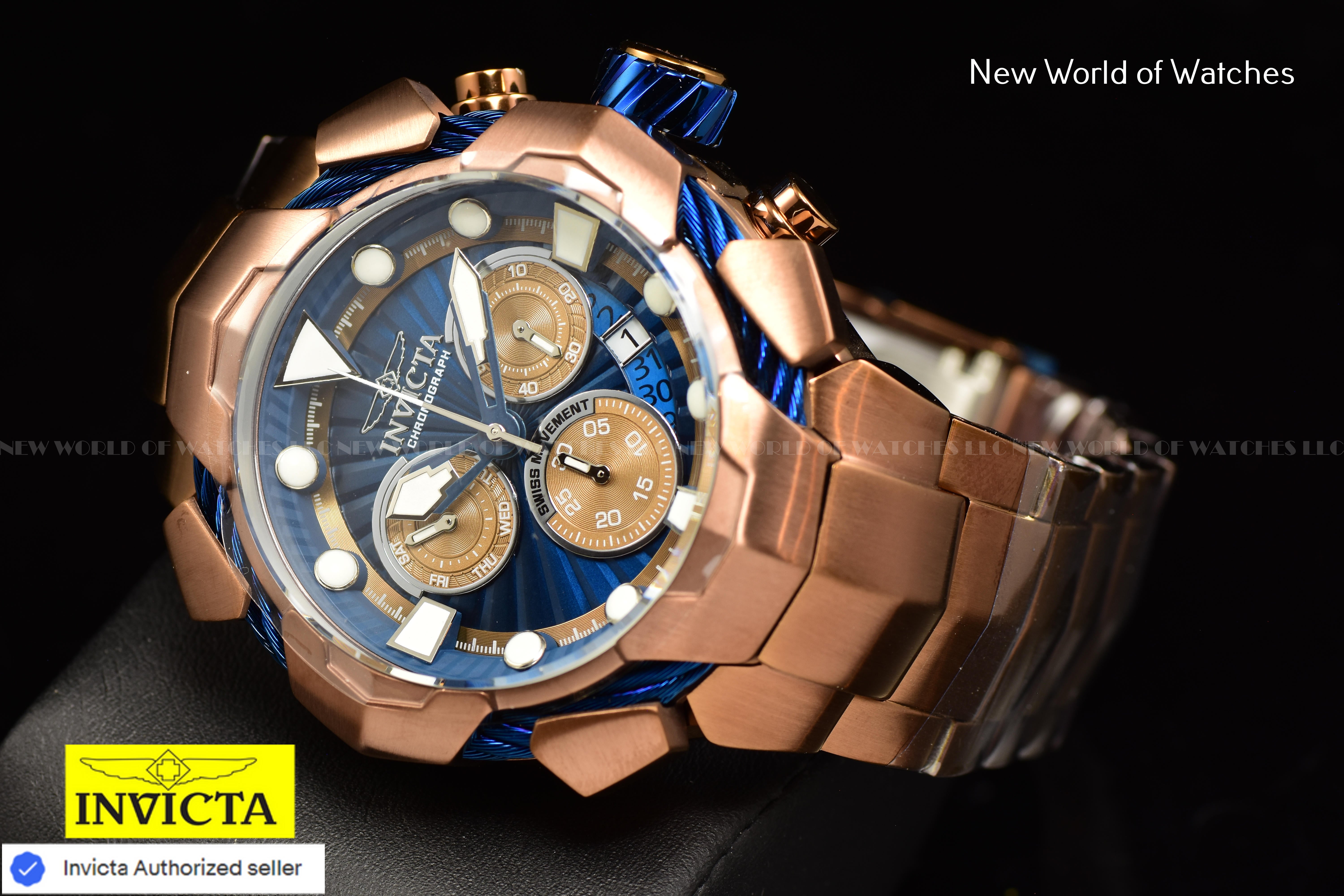 Invicta Men's BOLT 54mm Chronograph Dial Quartz SS Dark Brown Swiss Watch