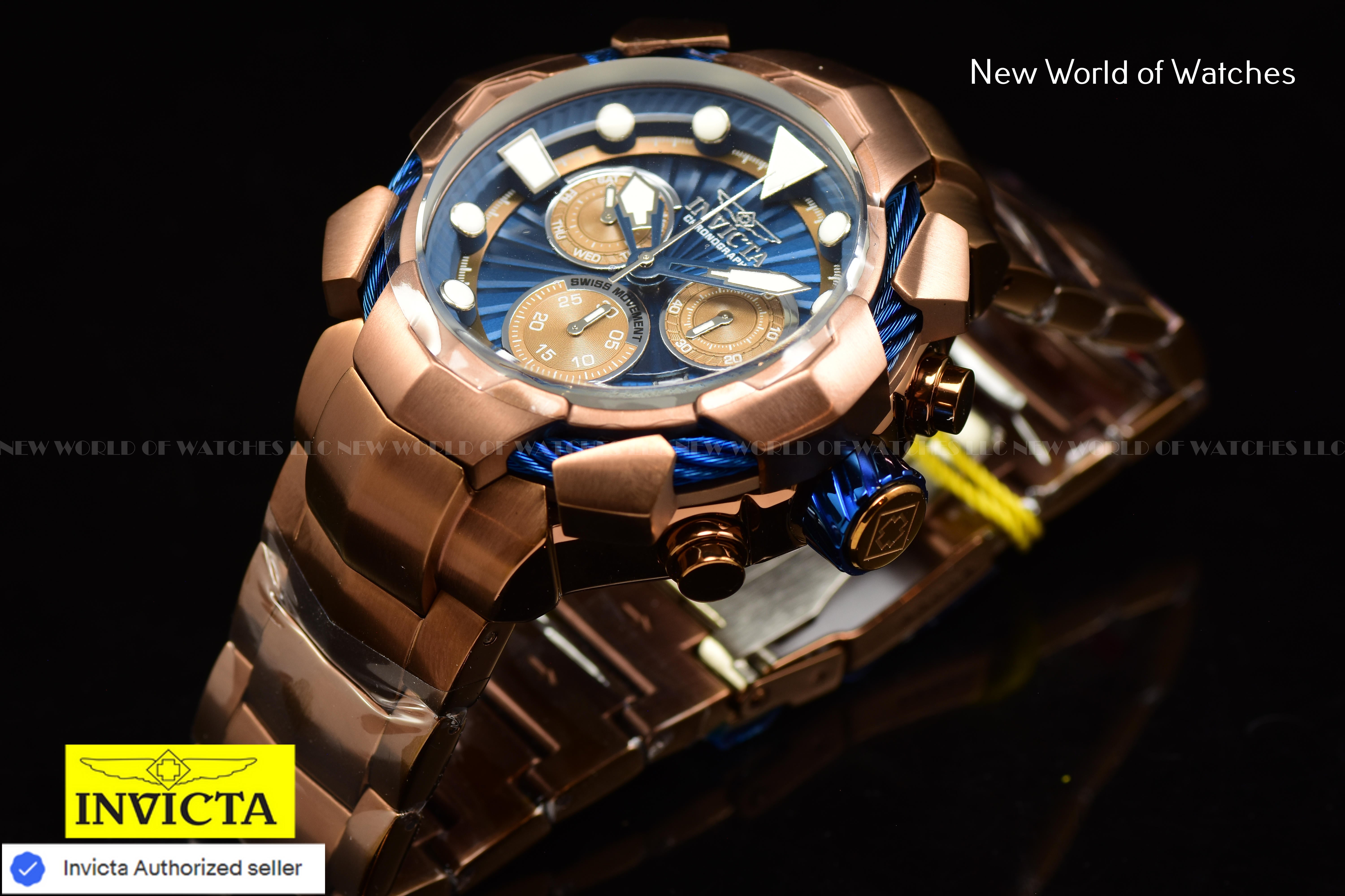 Invicta Men's BOLT 54mm Chronograph Dial Quartz SS Dark Brown Swiss Watch