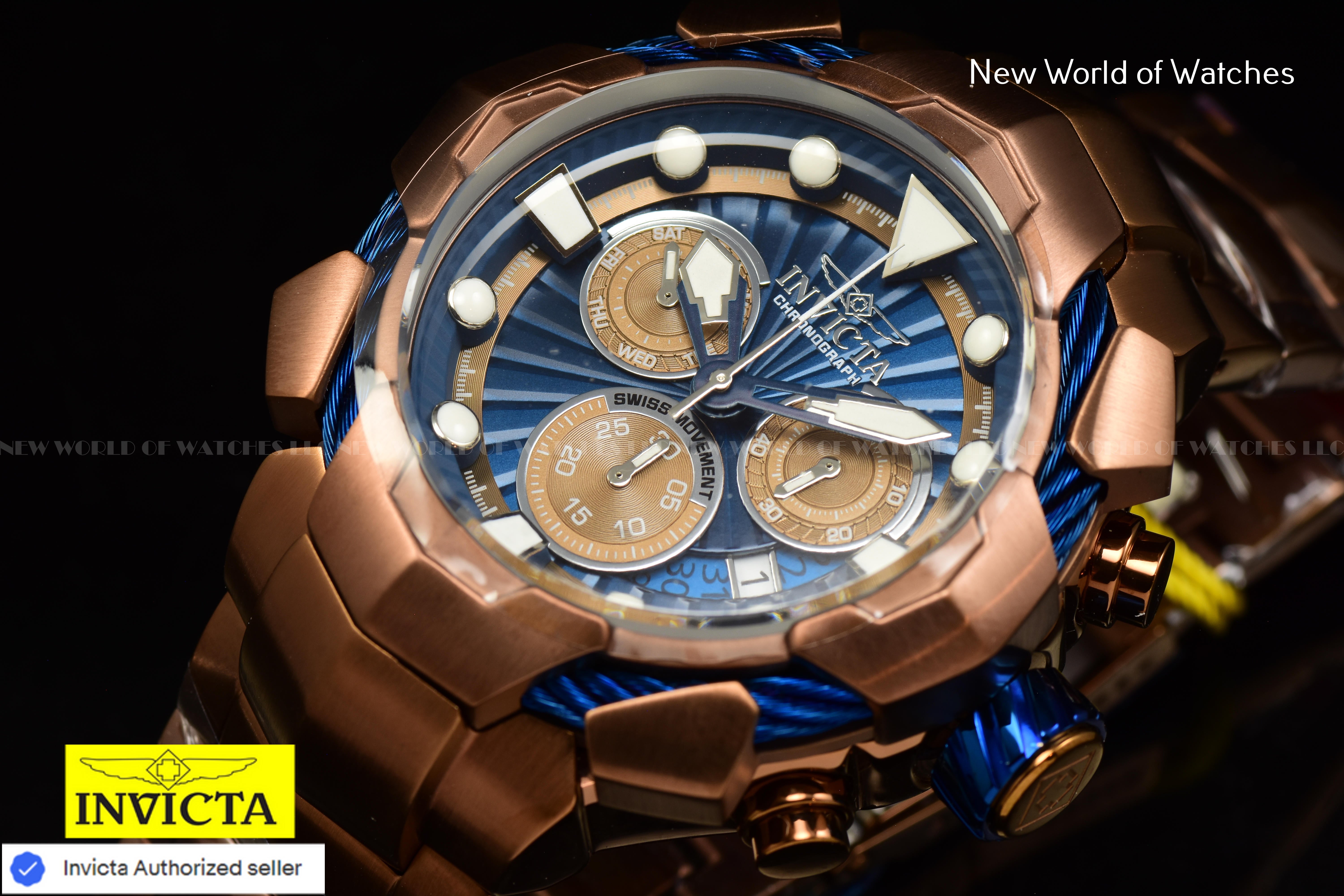 Invicta Men's BOLT 54mm Chronograph Dial Quartz SS Dark Brown Swiss Watch