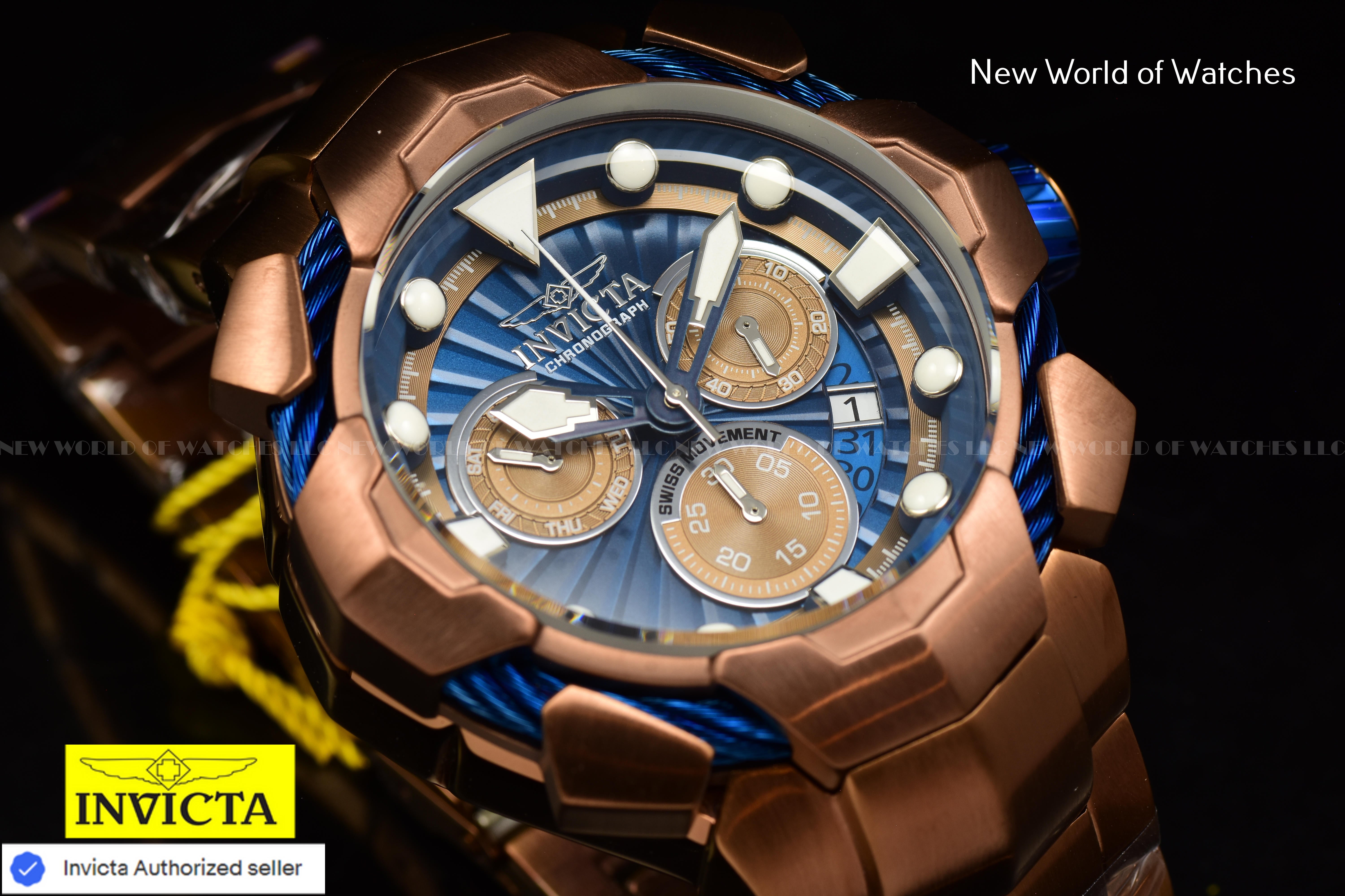 Invicta Men's BOLT 54mm Chronograph Dial Quartz SS Dark Brown Swiss Watch