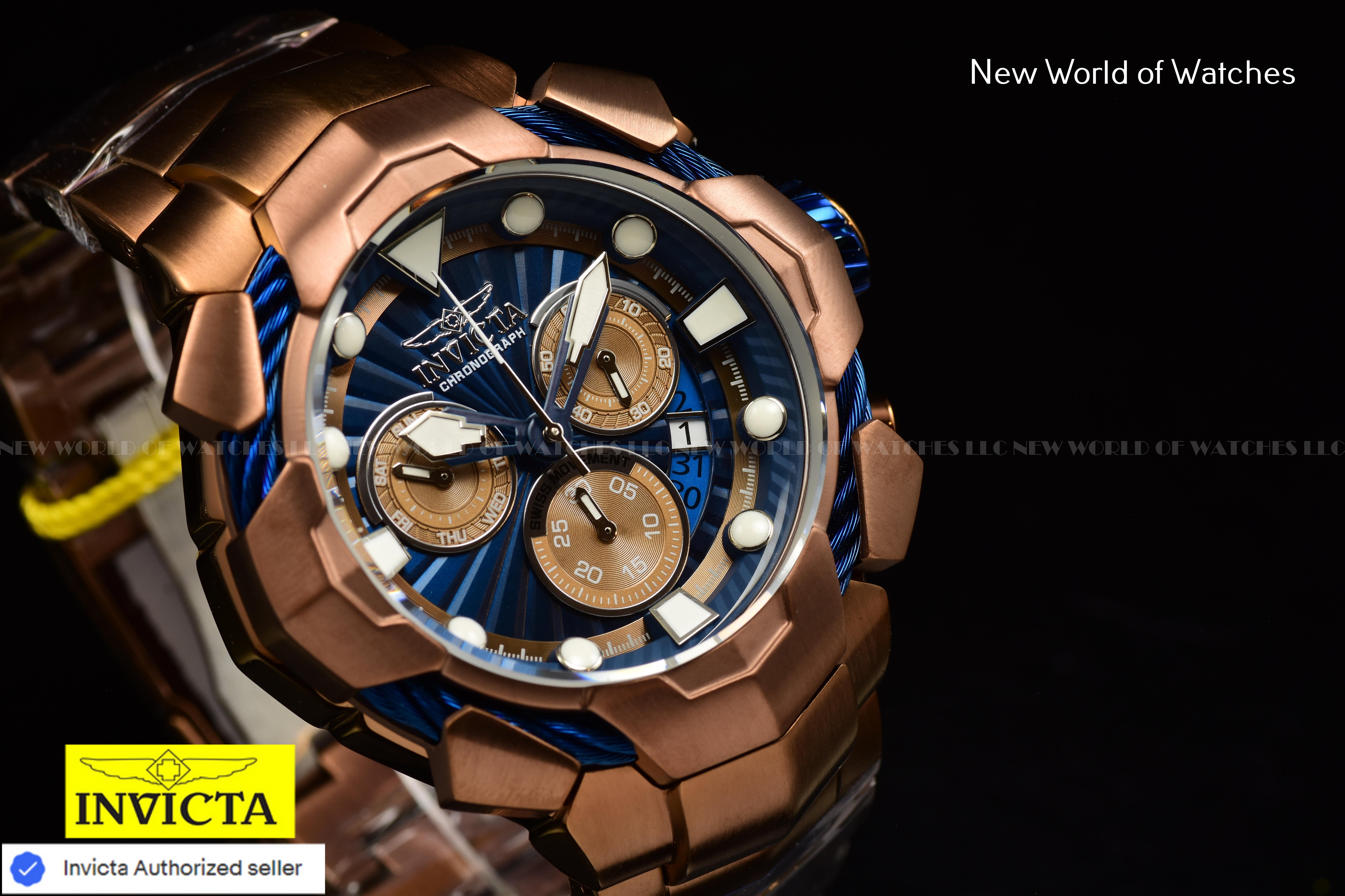 Invicta Men's BOLT 54mm Chronograph Dial Quartz SS Dark Brown Swiss Watch