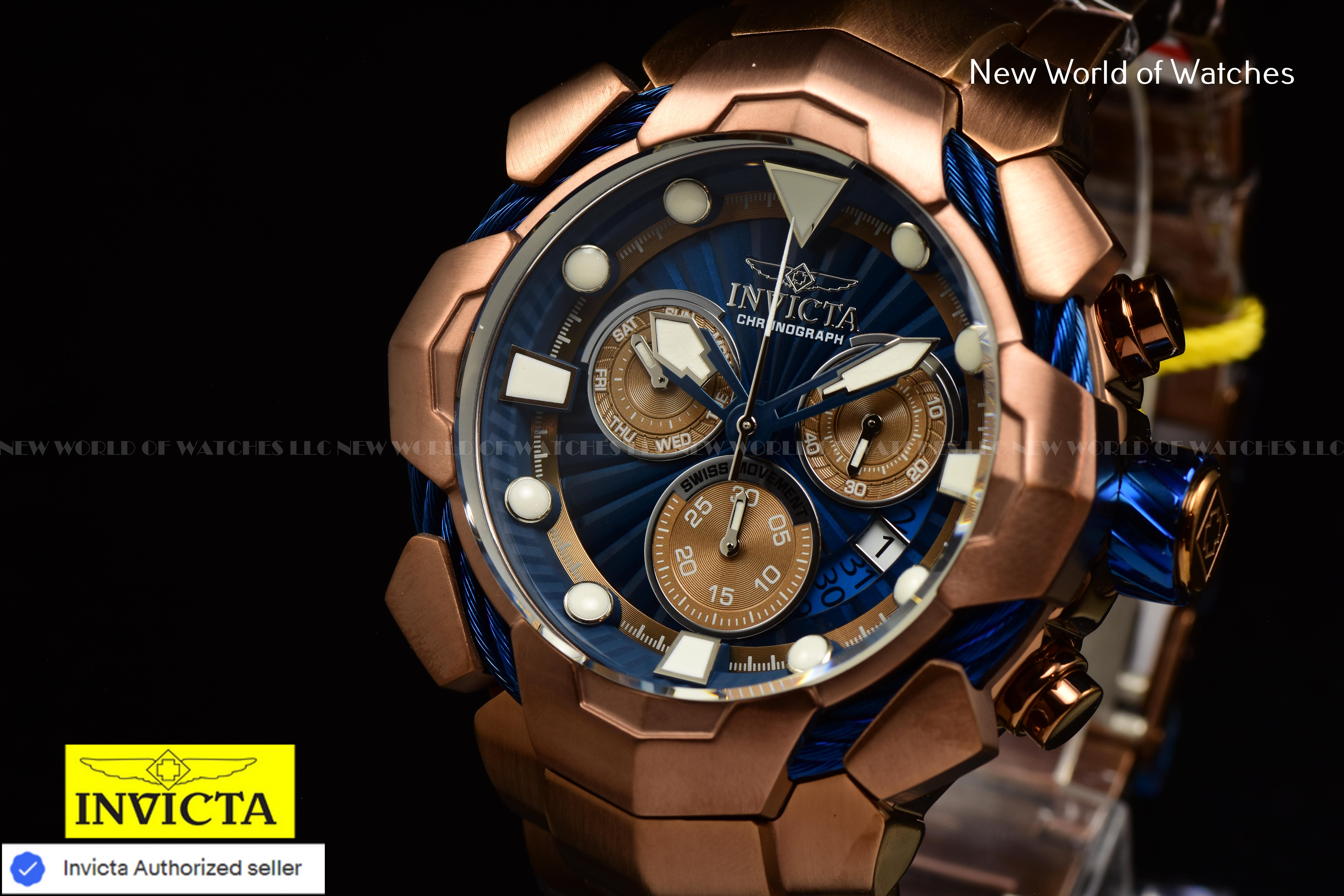 Invicta Men's BOLT 54mm Chronograph Dial Quartz SS Dark Brown Swiss Watch