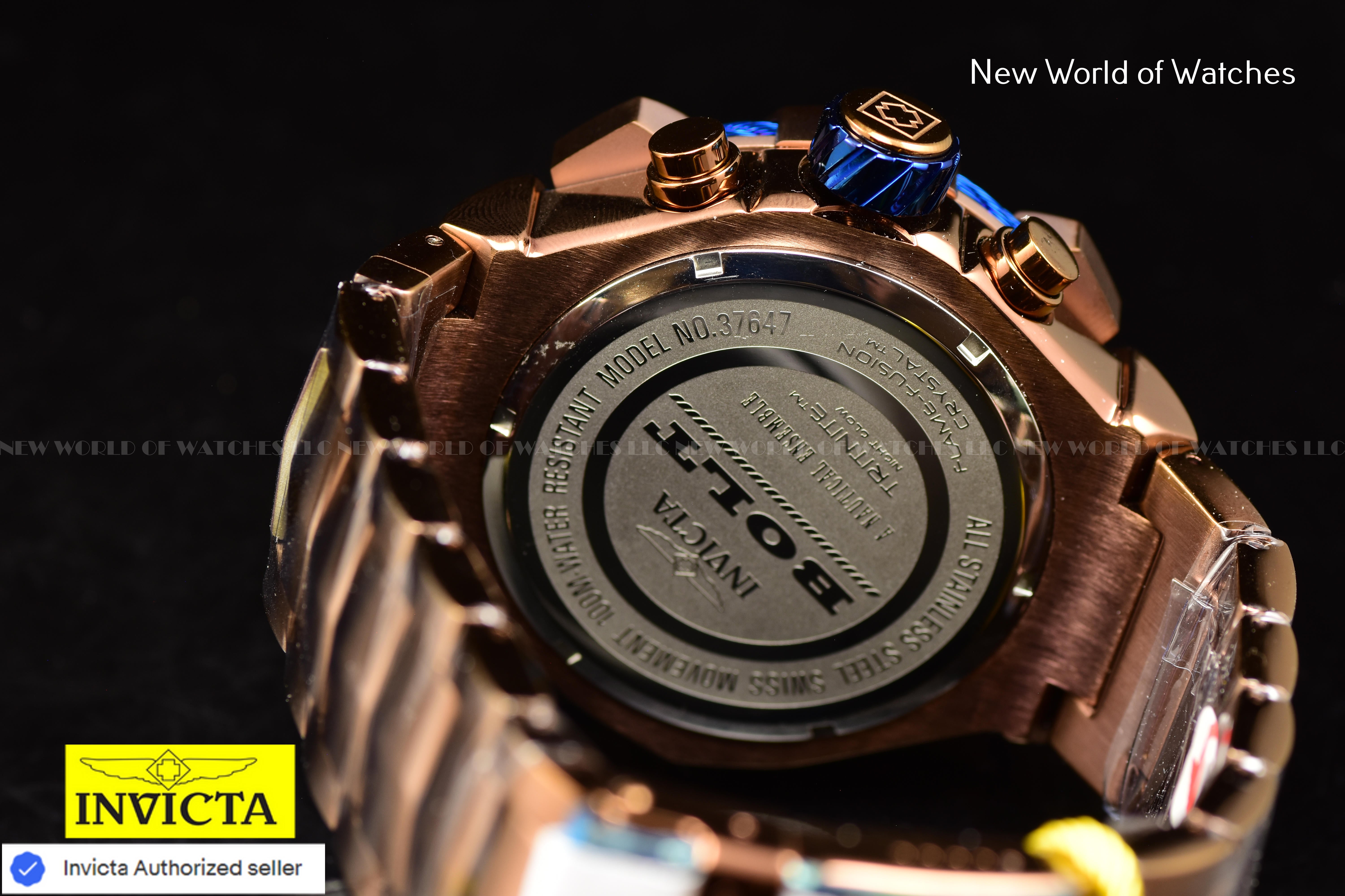 Invicta Men's BOLT 54mm Chronograph Dial Quartz SS Dark Brown Swiss Watch