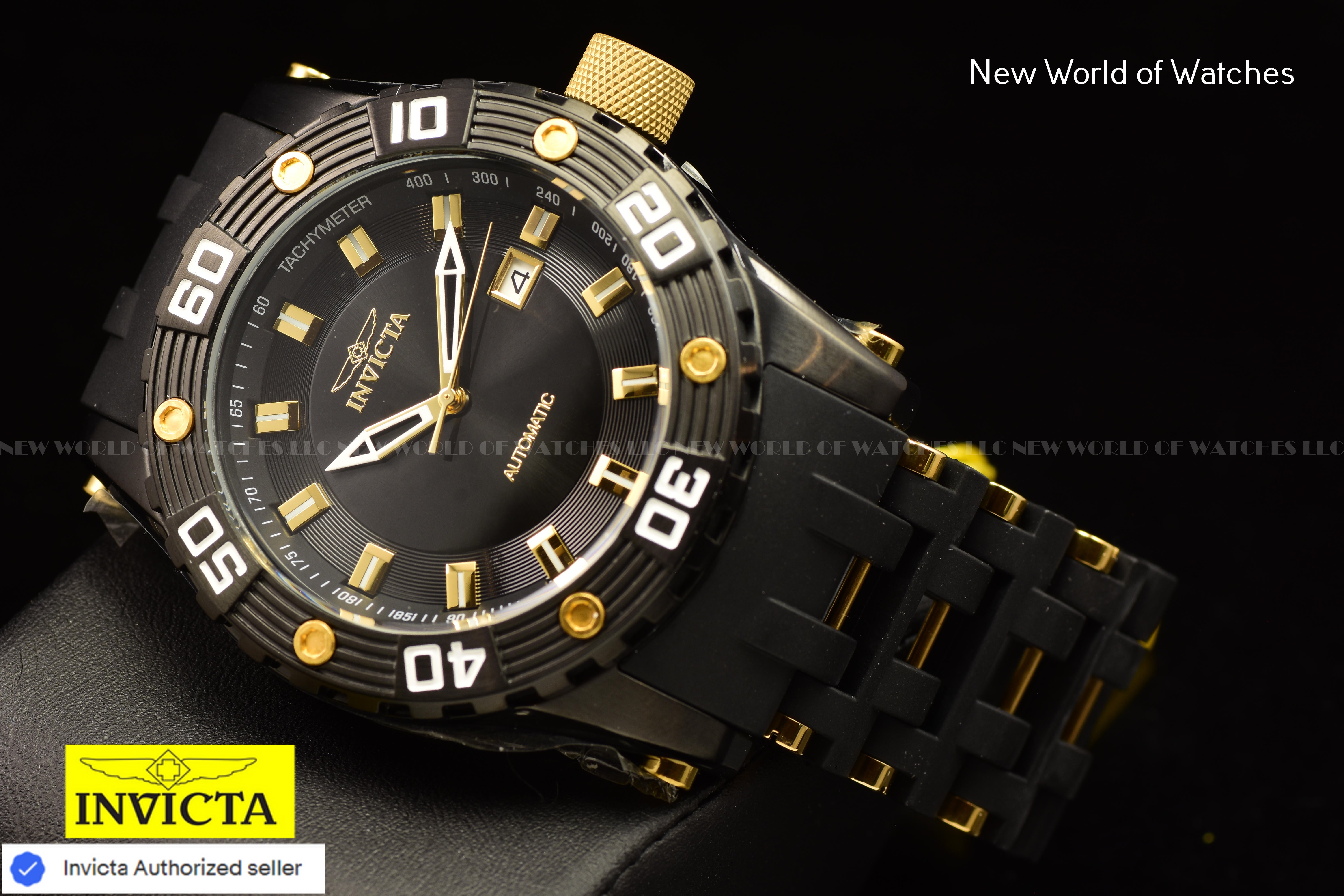 Invicta Men's SEA SPIDER  ION-PLATED Black and GOLD Dial 50mm AUTOMATIC Watch