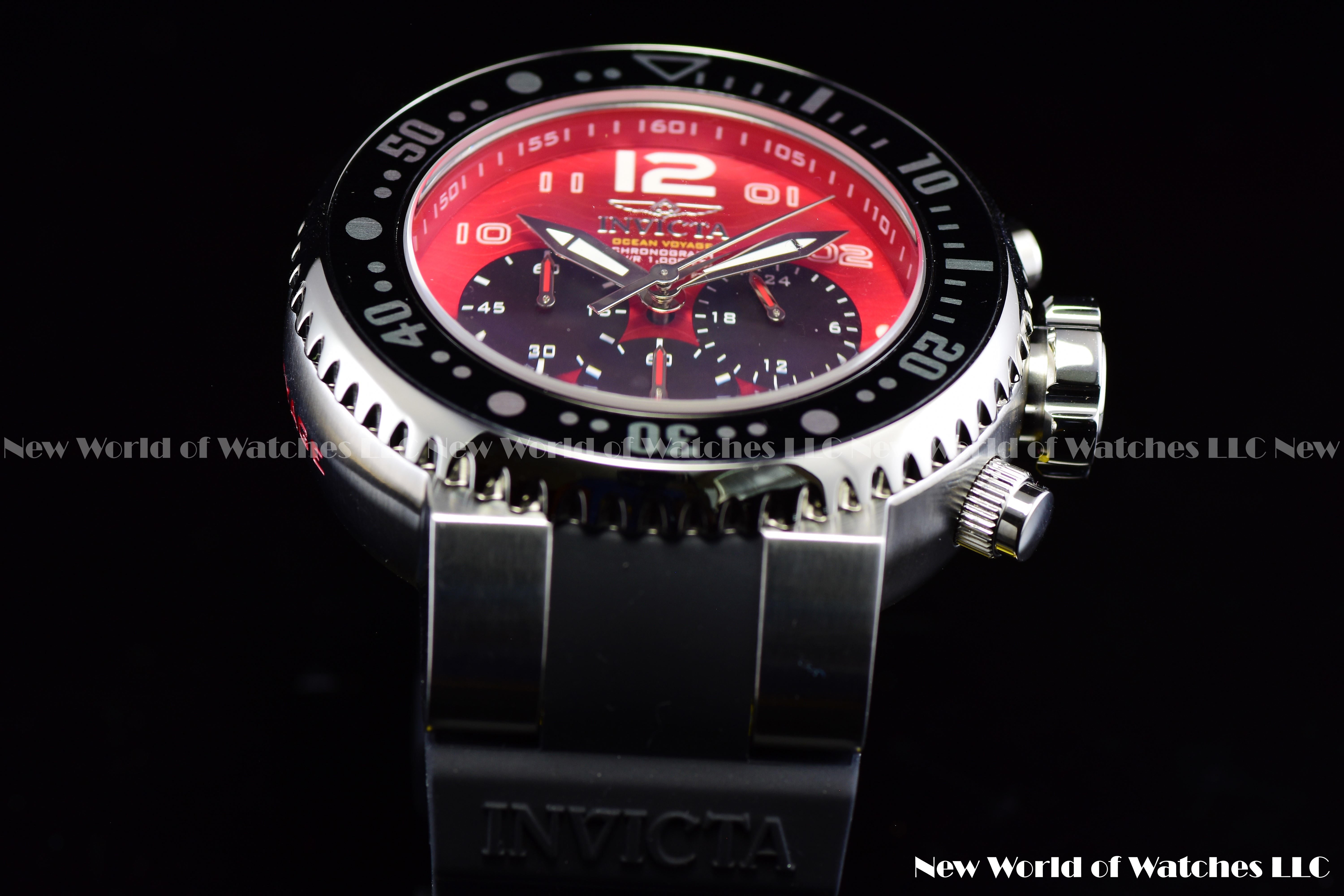 Invicta Men Pro Diver 52mm Red Black Quartz Japan Silicone Watch