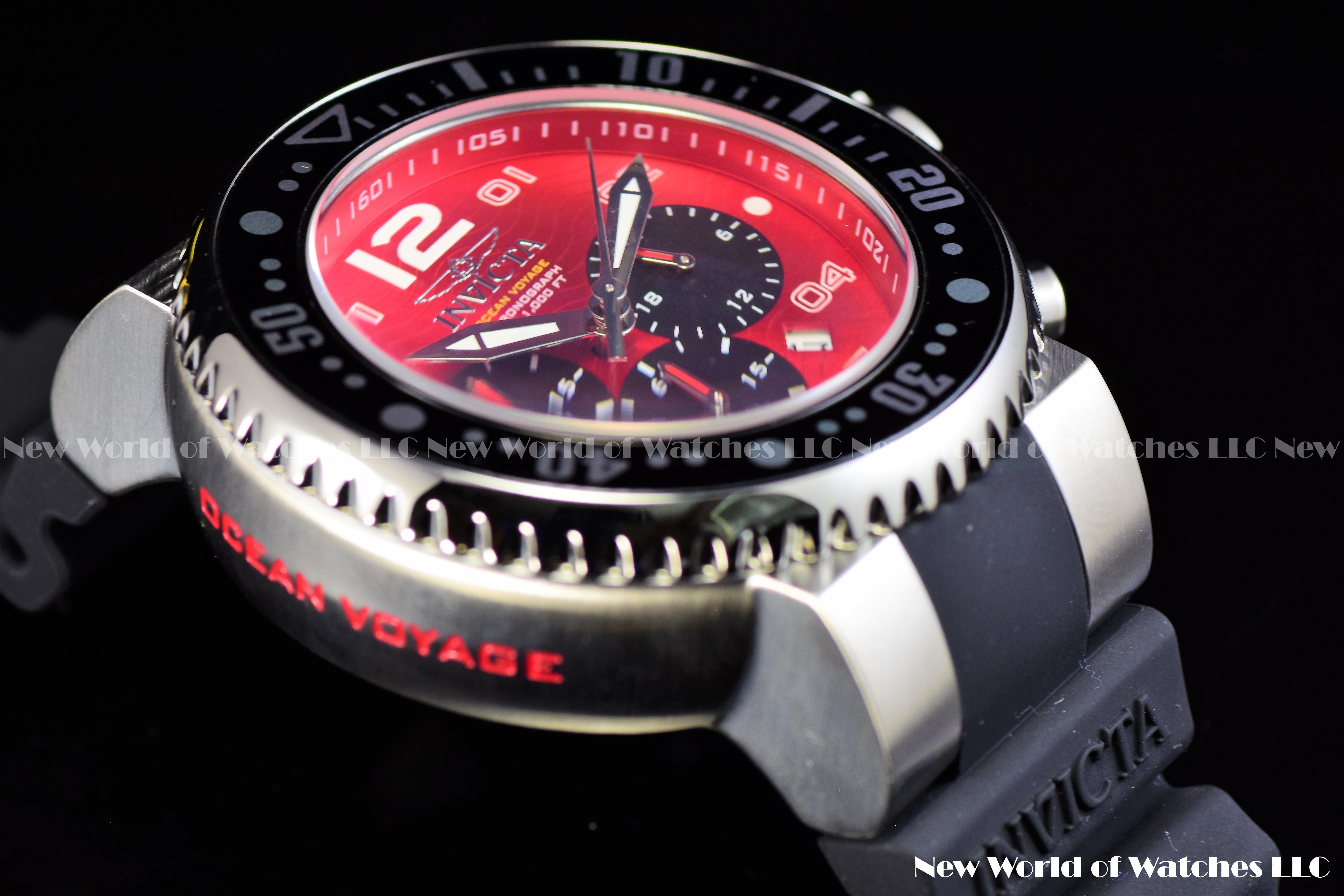 Invicta Men Pro Diver 52mm Red Black Quartz Japan Silicone Watch