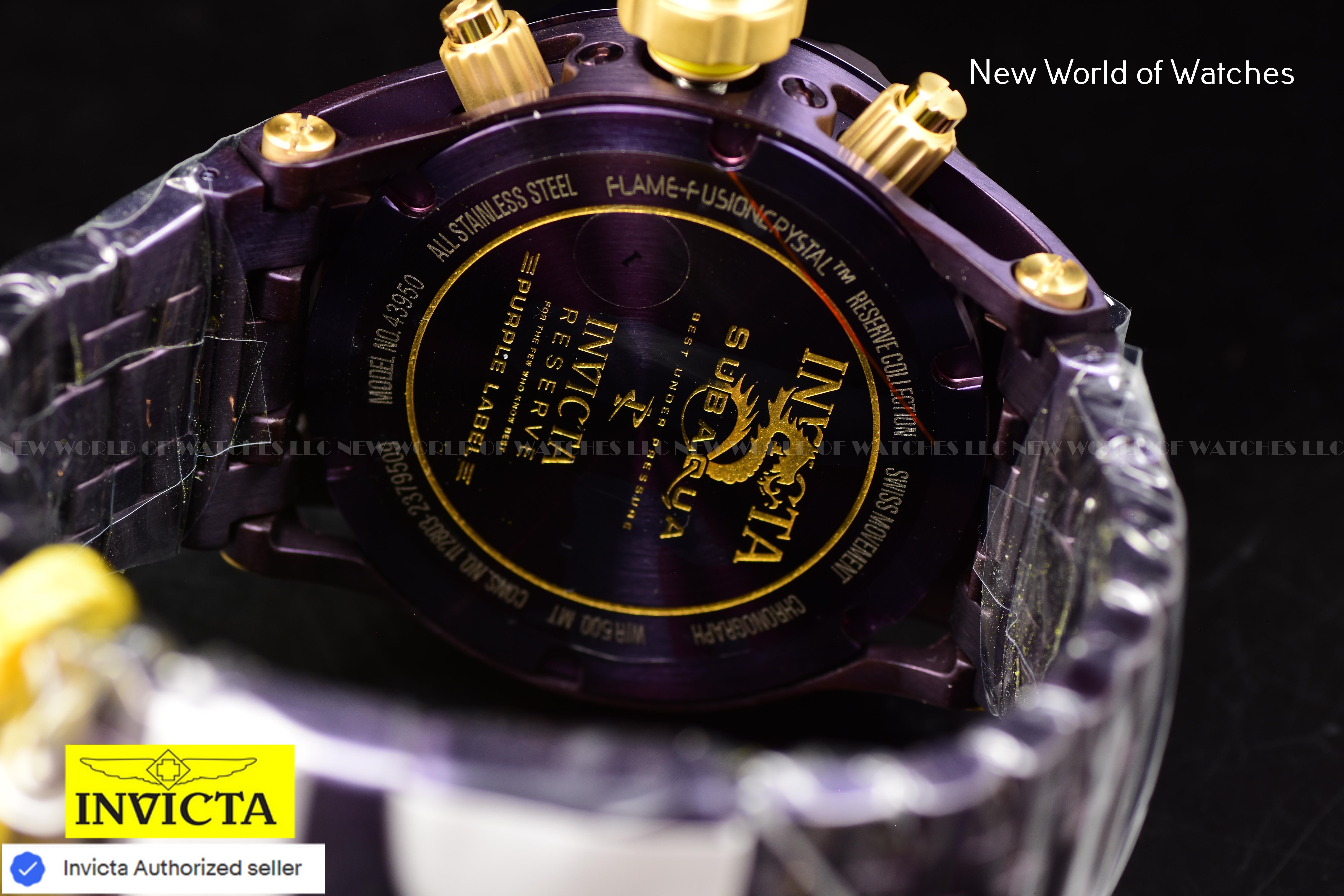 Invicta Mens Reserve Specialty Subaqua 52mm Chronograph PURPLE LABEL Swiss Watch